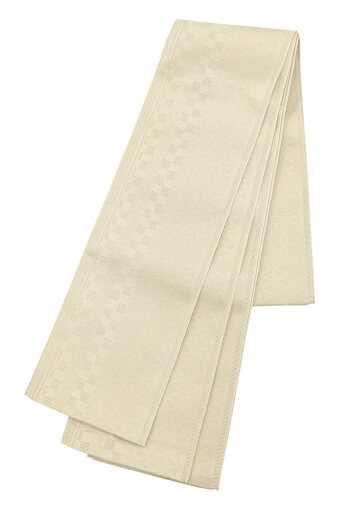 【単衣・夏帯】ポリエステル紗半巾帯(小袋帯) ≪御仕立て上がり・新品≫ 「市松七宝・薄亜麻色」 涼しげ、紋紗でスマートに! 【単衣・夏帯】ポリエステル紗半巾帯(小袋帯) ≪御仕立て上がり・新品≫ 「市松七宝・薄亜麻色」 涼しげ、紋紗でスマートに!