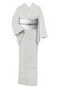 【東レシルック】 単衣仕立て小紋 ≪御仕立て上がり・新品≫ 「花唐草・薄灰色」 普段着感覚で! お手入れラクラクのお洒落着! 身丈164 裄68