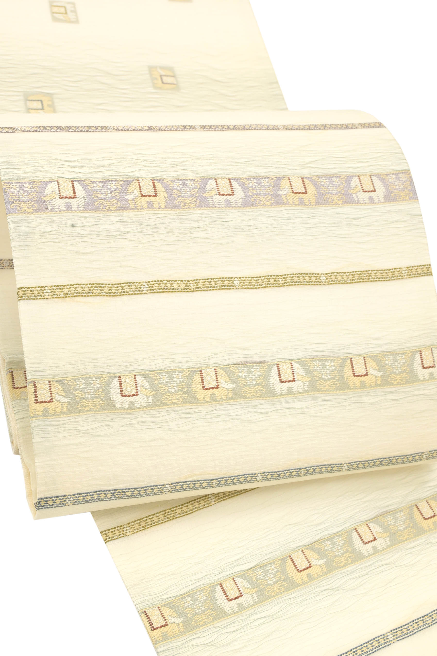 【夏帯】 【橋本テル織物】 正絹西陣織袋帯 さざ波 ≪御仕立て上がり・中古美品≫ 「INDIA（インディア）..