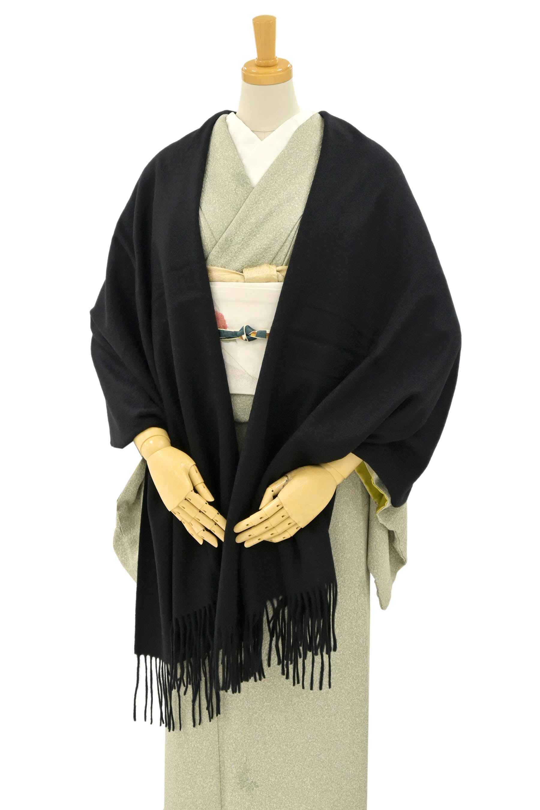 【ブラックフライデー限定】 ［繊維の宝石・カシミヤ100％］ 大判ショール 無地 (05)ブラック ＃ストール ＃冬のあったか小物