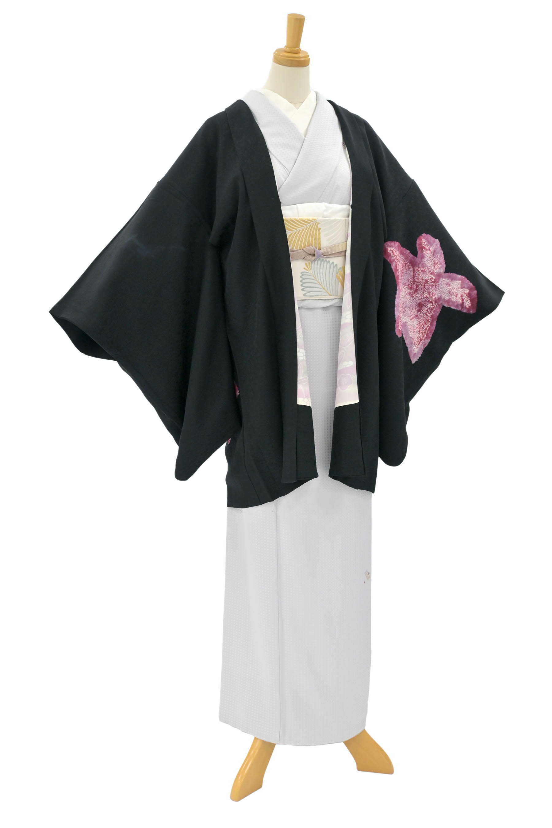 【15％OFFクーポン対象】 （仕・中古品）創作正絹絞り染絵羽織「桐花文」☆羽織丈79.5　裄64.7(4)