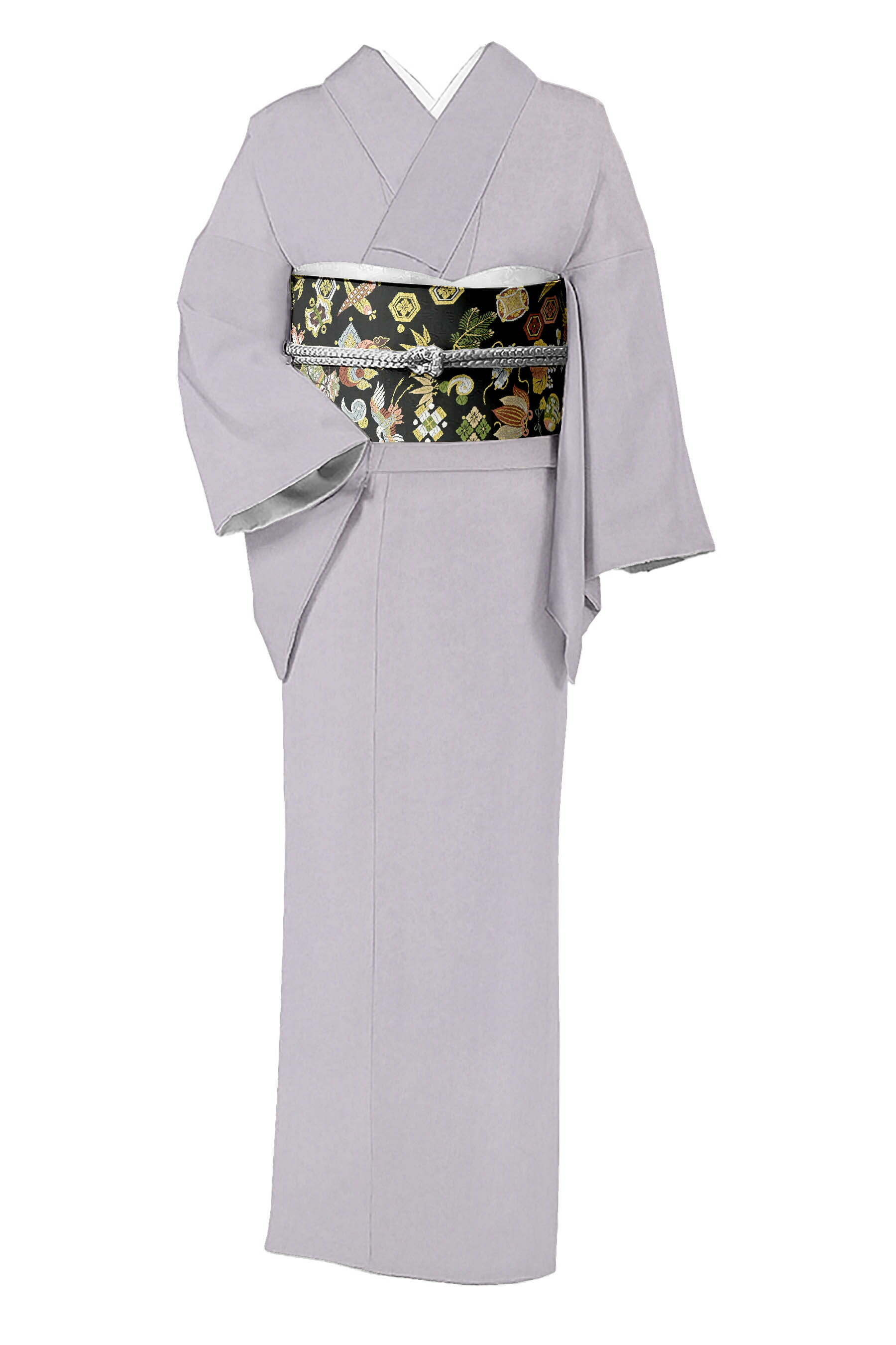 【仕立てサービス】 【着物＋帯2点セット】 【東レシルック】紋意匠色無地着尺 【山下織物】 正絹西陣織袋帯