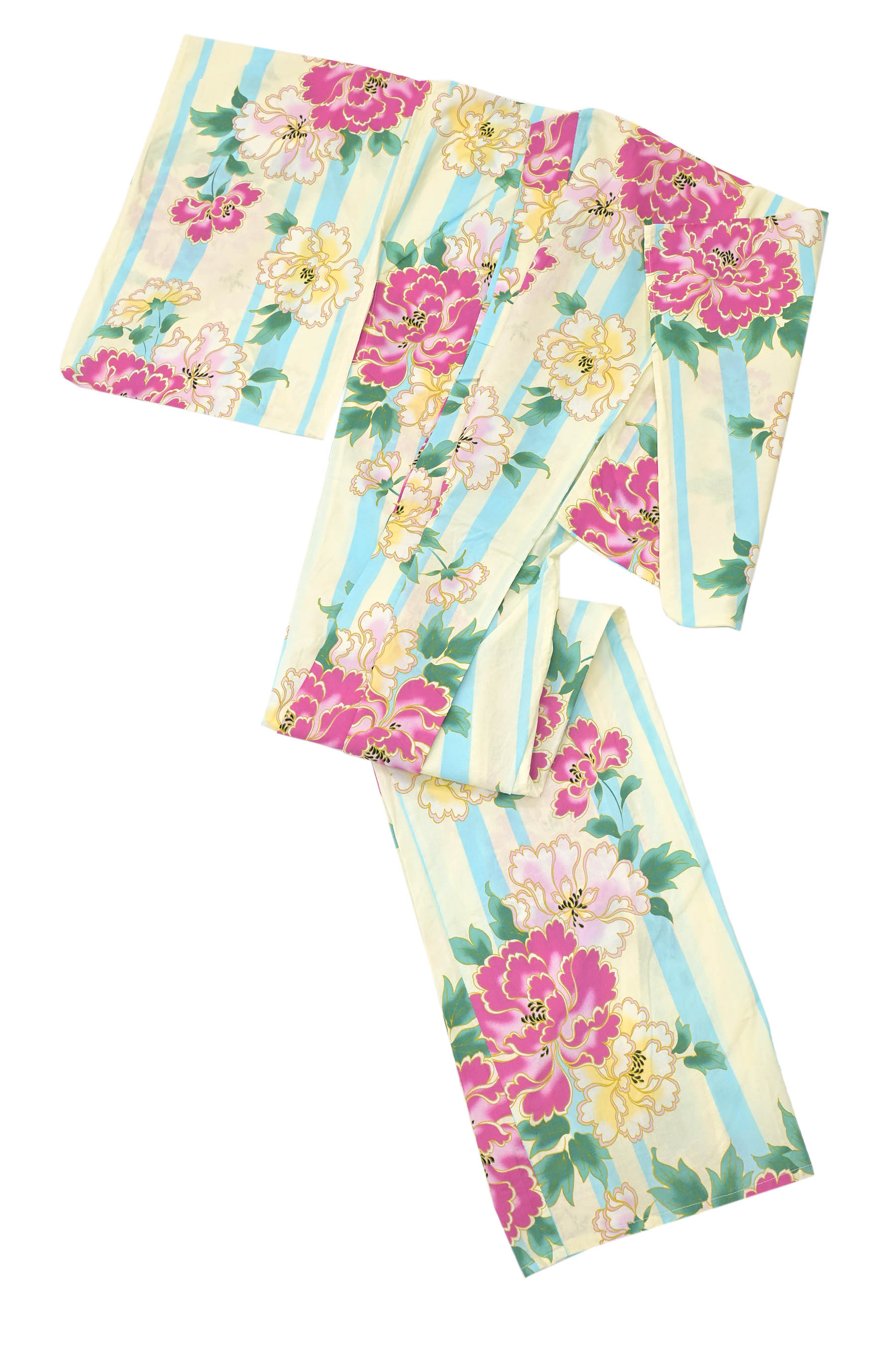 【夏物・浴衣】≪お仕立て上がり・中古品≫ 創作綿浴衣 「牡丹文様」 ☆夏の風物詩…　 身丈162　裄63