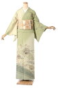 “Web限定販売!” 【すぐに着られる訪問着・袋帯・帯締め・帯揚げの4点セット!】 ≪お仕立て上がり・中古美品≫ 「訪問着:飾り更紗文・蒸栗色/抹茶色」 身丈1...