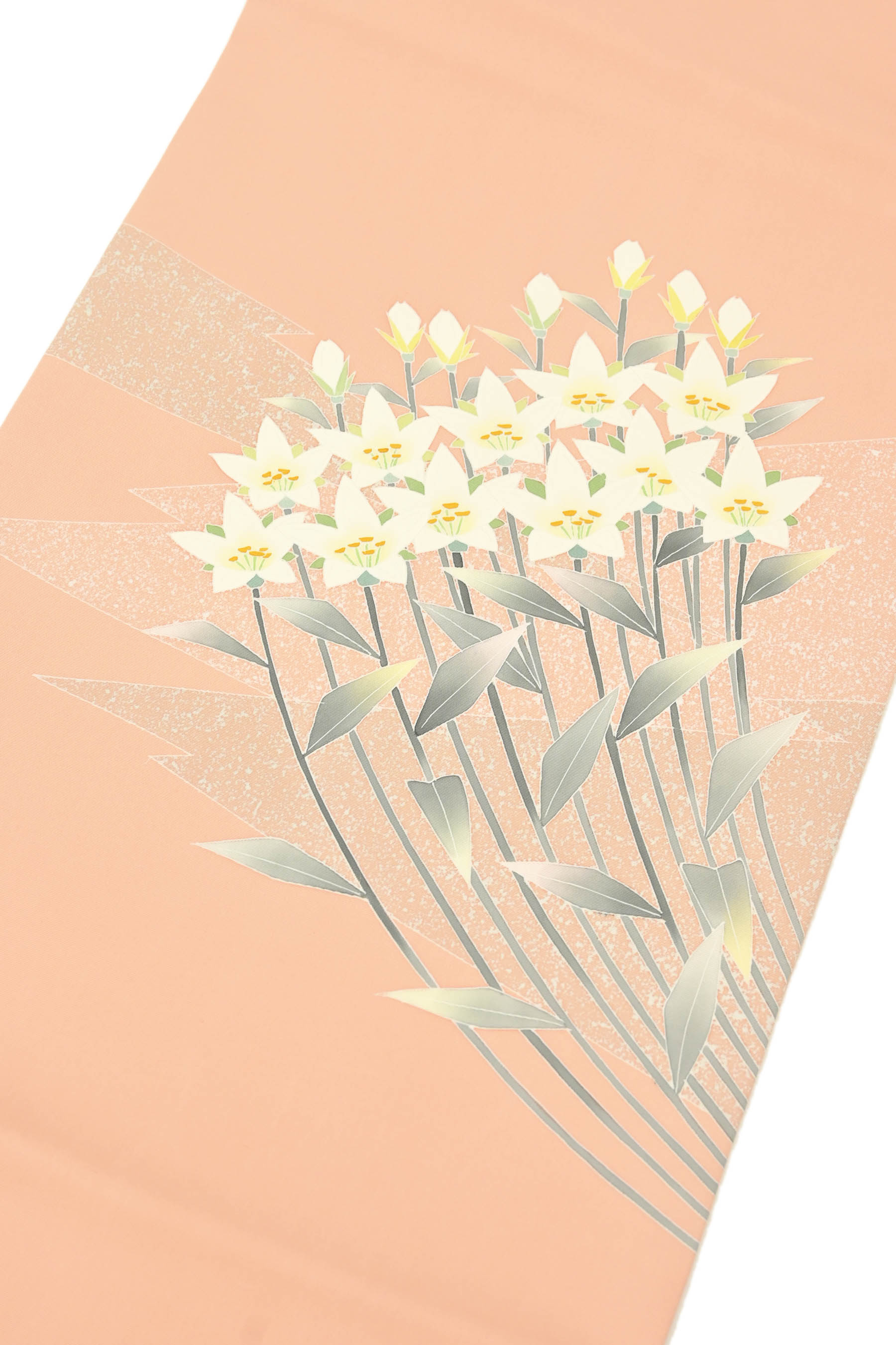 【半期決算大バーゲン】 【日本工芸会正会員　中川正洋】 高級蒔糊友禅九寸名古屋帯 ≪御仕立て上がり・中古美品≫ 「白桔梗」 四季折々の自然美… 確かな染技、風趣な表情！