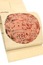 【年に一度の本決算バーゲン】【夏物】仕・中古 型絵染 麻九寸名古屋帯 「鏡裏絵図」 涼やかな麻素材…! 風情あるこだわり洒落帯!