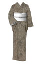 本場大島紬 7マルキカタス式 ≪御仕立て上がり・中古美品≫ 「流線葉かさね紋」 証紙なしお値ち! 身丈158 裄66