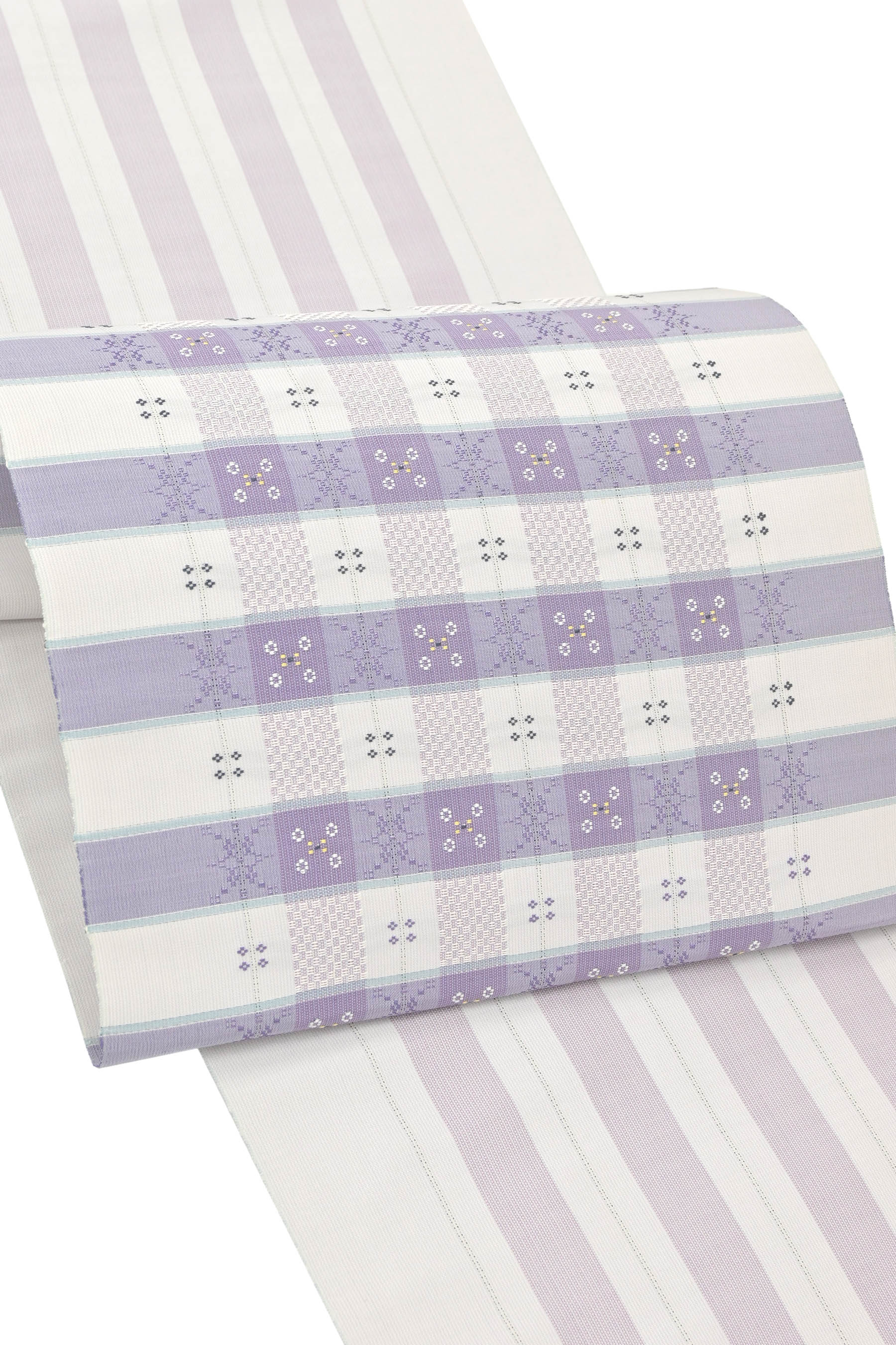 【大蔵ざらえ】 【てぃ花工房　上原初子】 特選首里花織手織り九寸名古屋帯 「紫苑香」 織が息づく、美しき鮮烈… 紫に宿る、首里の雅…