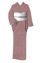 【東レシルック】 単衣仕立て小紋 ≪御仕立て上がり・新品≫ 「亀甲疋田 小紋・小豆色」 普段着感覚で! お手入れラクラクのお洒落着! 身丈164 裄68