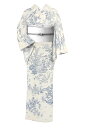 “上質単衣限定プライス!” 【単衣・夏着物】 【本場牛首紬】製織:白山工房 特選本手加工友禅夏牛首紬訪問着 ≪仕・中古美品≫ 日本庭園の楚々をかみしめる… 稀少...