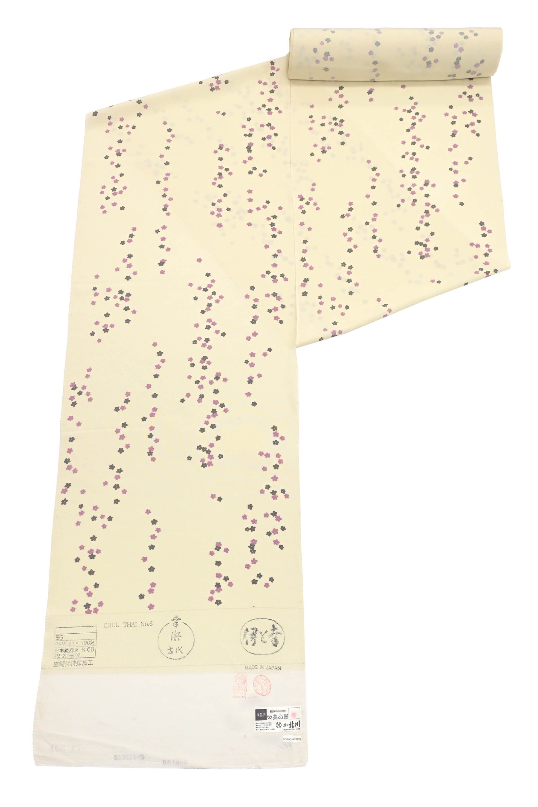 【大蔵ざらえ】 【染色美術　染の北川】 特選本手加工友禅小紋着尺 ≪CHULTHAINo.6使用≫ 「花散らし」 風に散る花のように…静かに美しく。