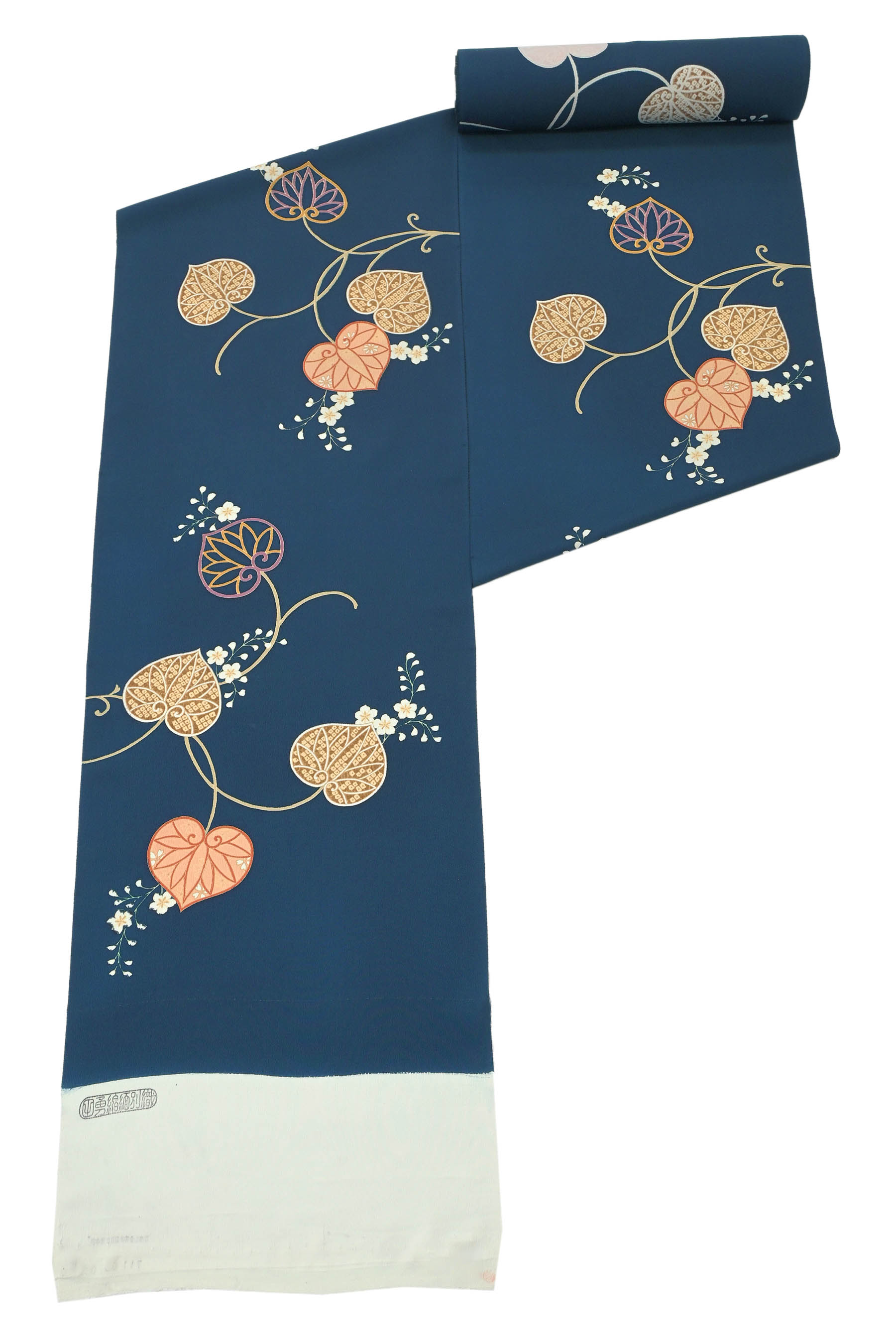 【大蔵ざらえ】 【京の一流染匠　木村染匠】 特選本手加工友禅小紋着尺 「葵柄・紺瑠璃色」 心惹かれる美しい佇まい… 品良くシックに。