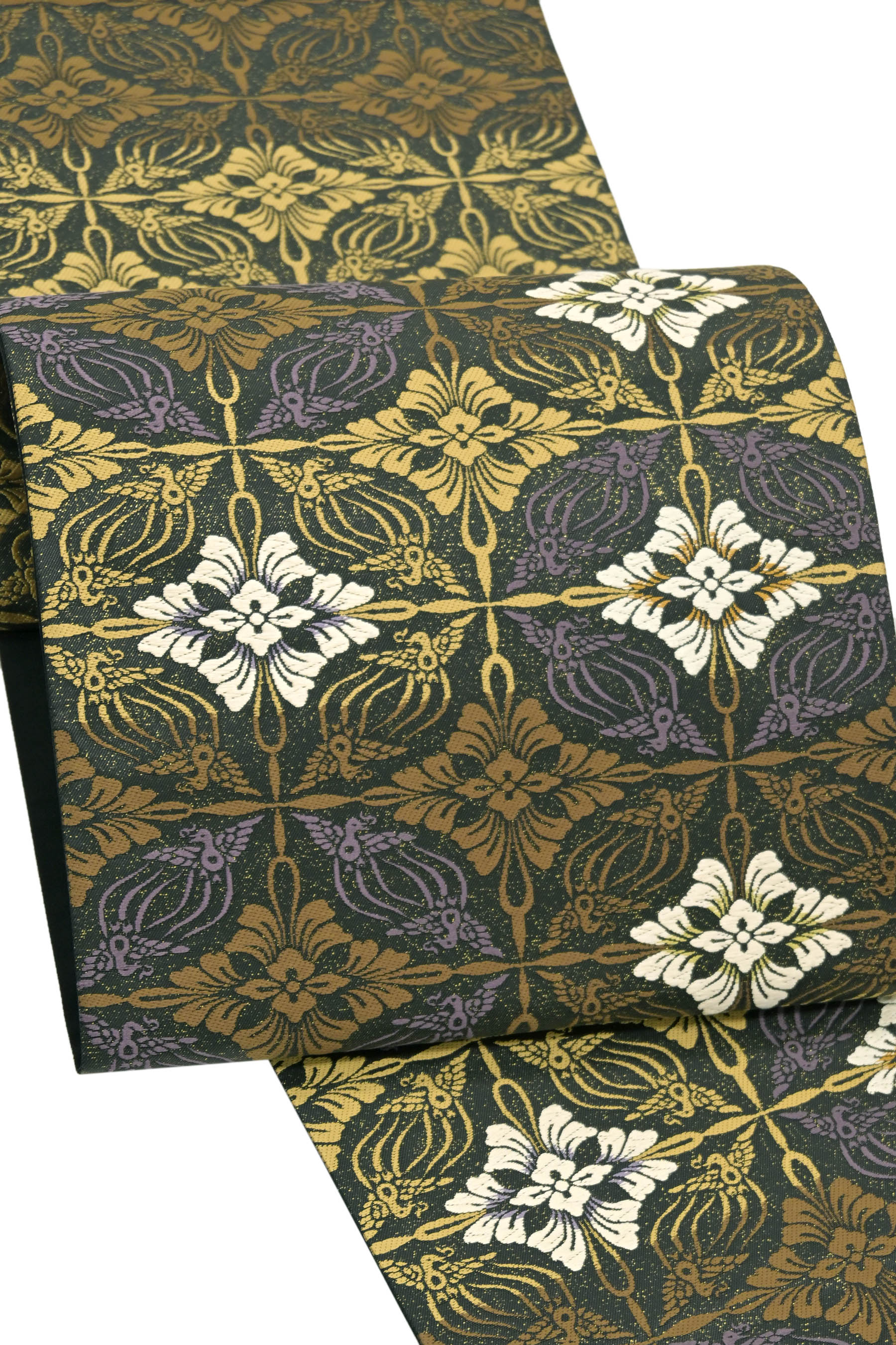 【誉田屋源兵衛】 特選工芸袋帯 〜全通麹塵染〜 ≪御仕立て上がり・中古美品≫ 「鳥襷菱華文・黒」 堂々..