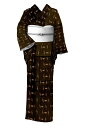 【10%OFFクーポン対象】 【本場久米島紬】 特選草木染め手織り紬 ≪御仕立て上がり・単衣仕立て・中古美品≫ 「小鳥に波」 証紙もきっちり! 久米島ならではの泥染の彩り… 身丈156 裄66.5