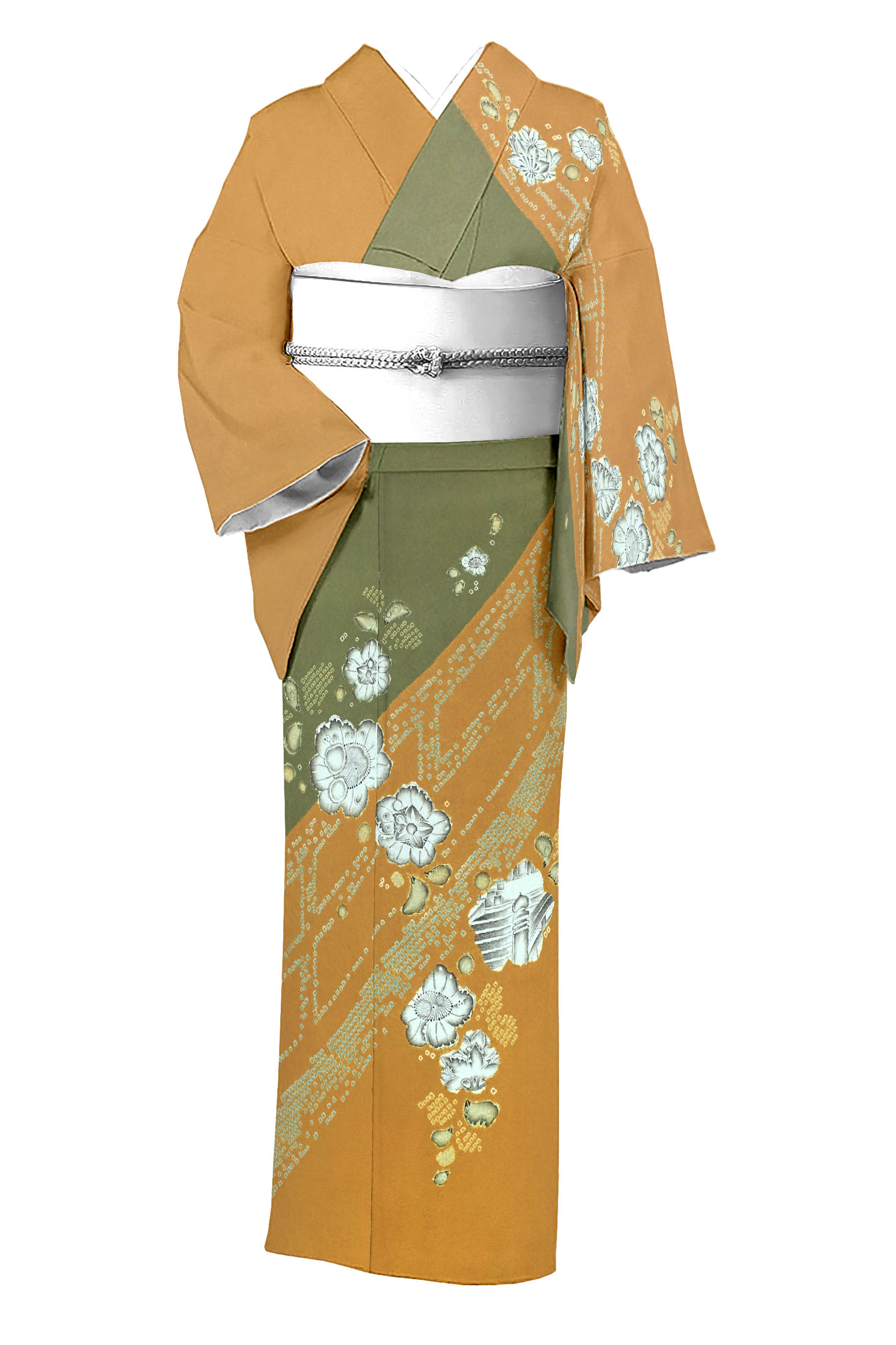 【西洞院辻ヶ花 大脇一心】 特選本手加工絞り染訪問着 ≪御仕立て上がり・中古美品≫ 「辻ヶ花文様」 幽玄なるしゃれ味 身丈161.5 裄68