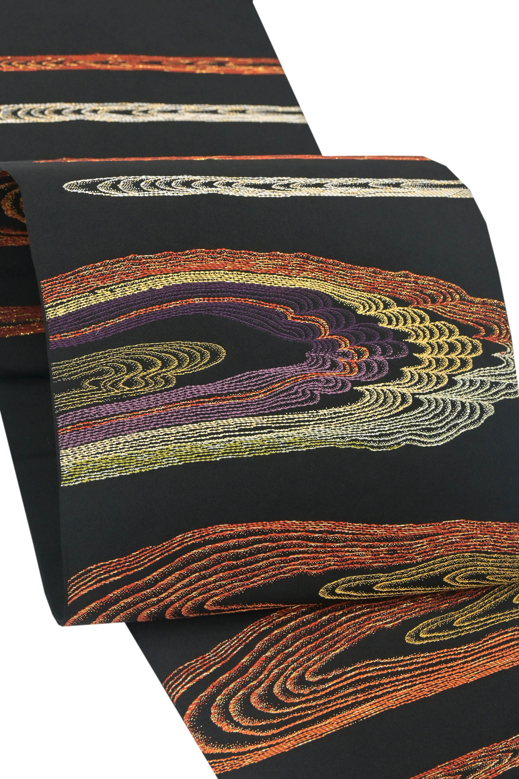 【お得なエブリデイロープライス】 【西陣織元】 特選西陣織袋帯 ≪お仕立て上がり・中古美品≫ 「すみながし」 シックな帯地に幻想的な配色の意匠美… 落ち着いた印象のセミフォーマル帯に！