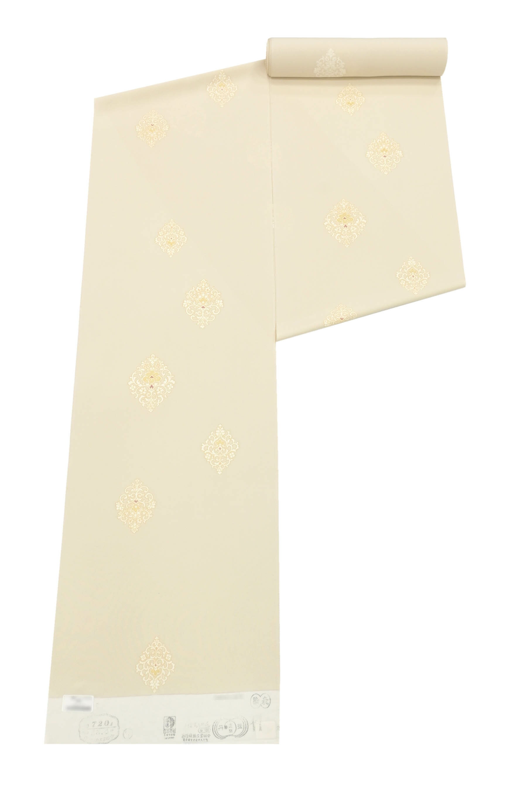 【吉澤の友禅】 特選十日町友禅小紋着尺 「透彫華紋・ライトベージュ」 ハイセンスなデザイン 飛び柄でスマートに