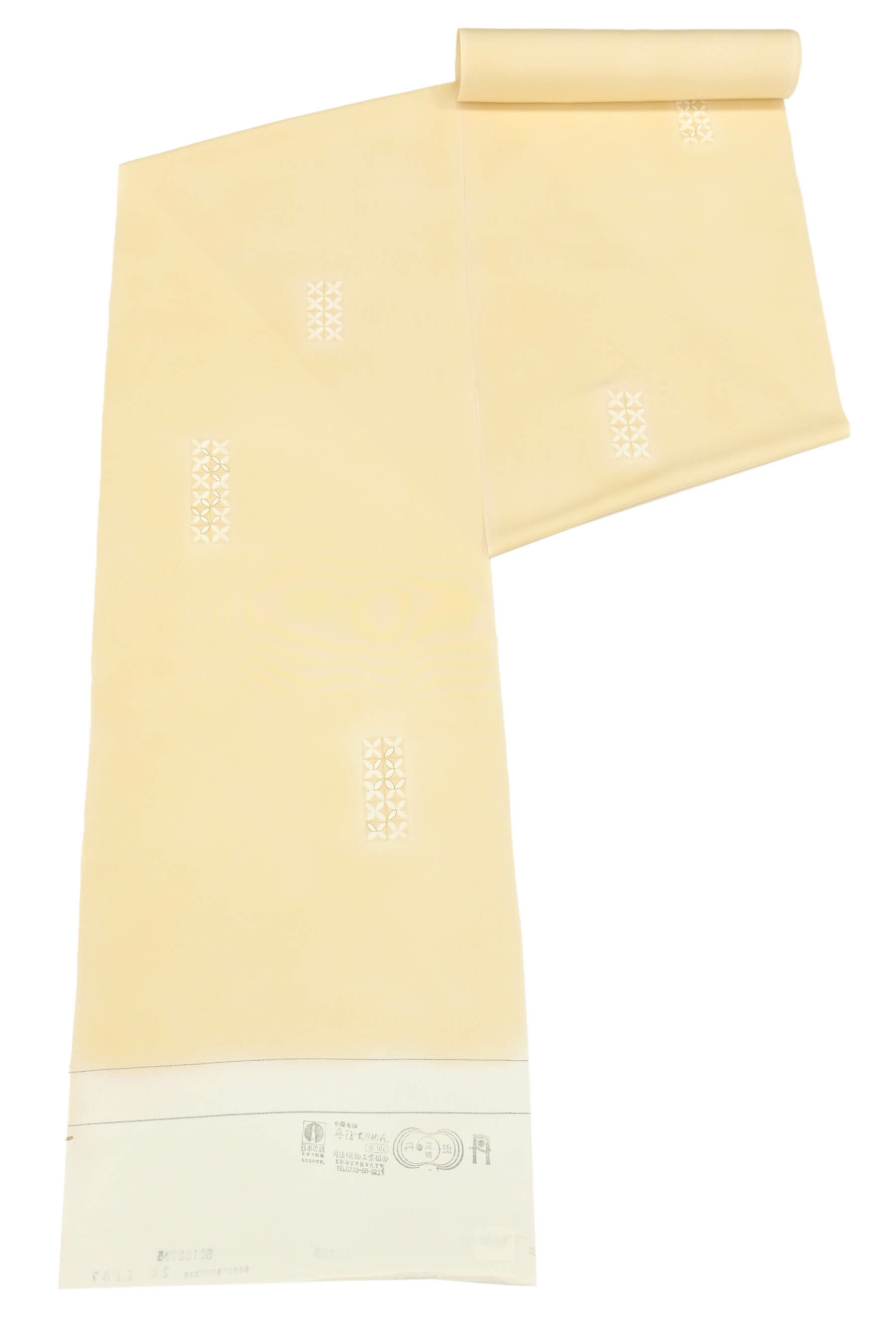 “28日18時迄！” 【お仕立てサービス】 名門【に志山染匠】 特選無線友禅小紋着尺 「七宝短冊文　卵色」..