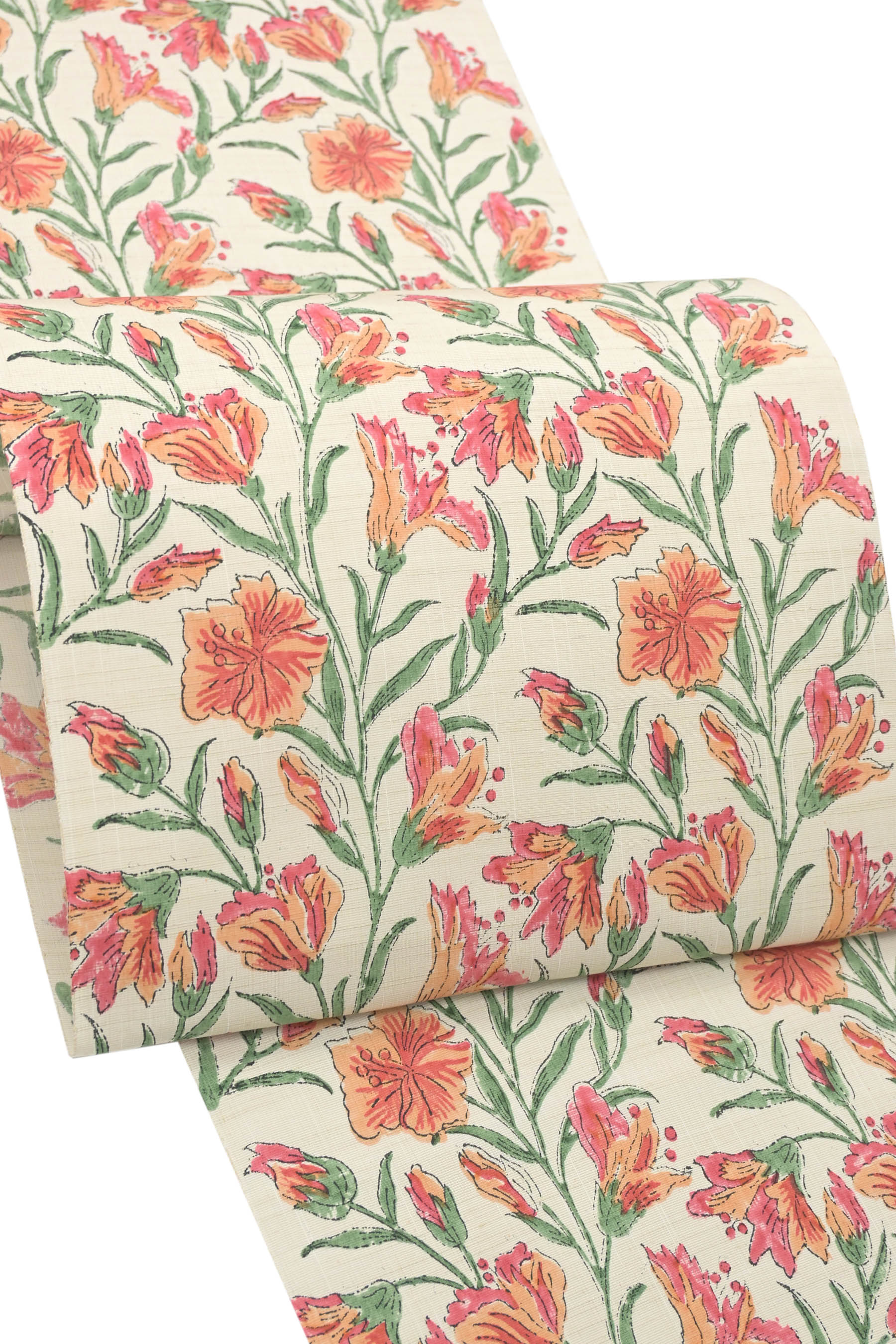 【ブラックフライデー限定】 【インド木版更紗】 特選木版更紗九寸名古屋帯 インド原産ムガシルク使用 ..