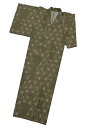 【メンズ浴衣】 お仕立て上がり浴衣 2Lサイズ 「麻の葉(カーキ)」 身丈150 裄74 僅かに訳ありでお買い得!