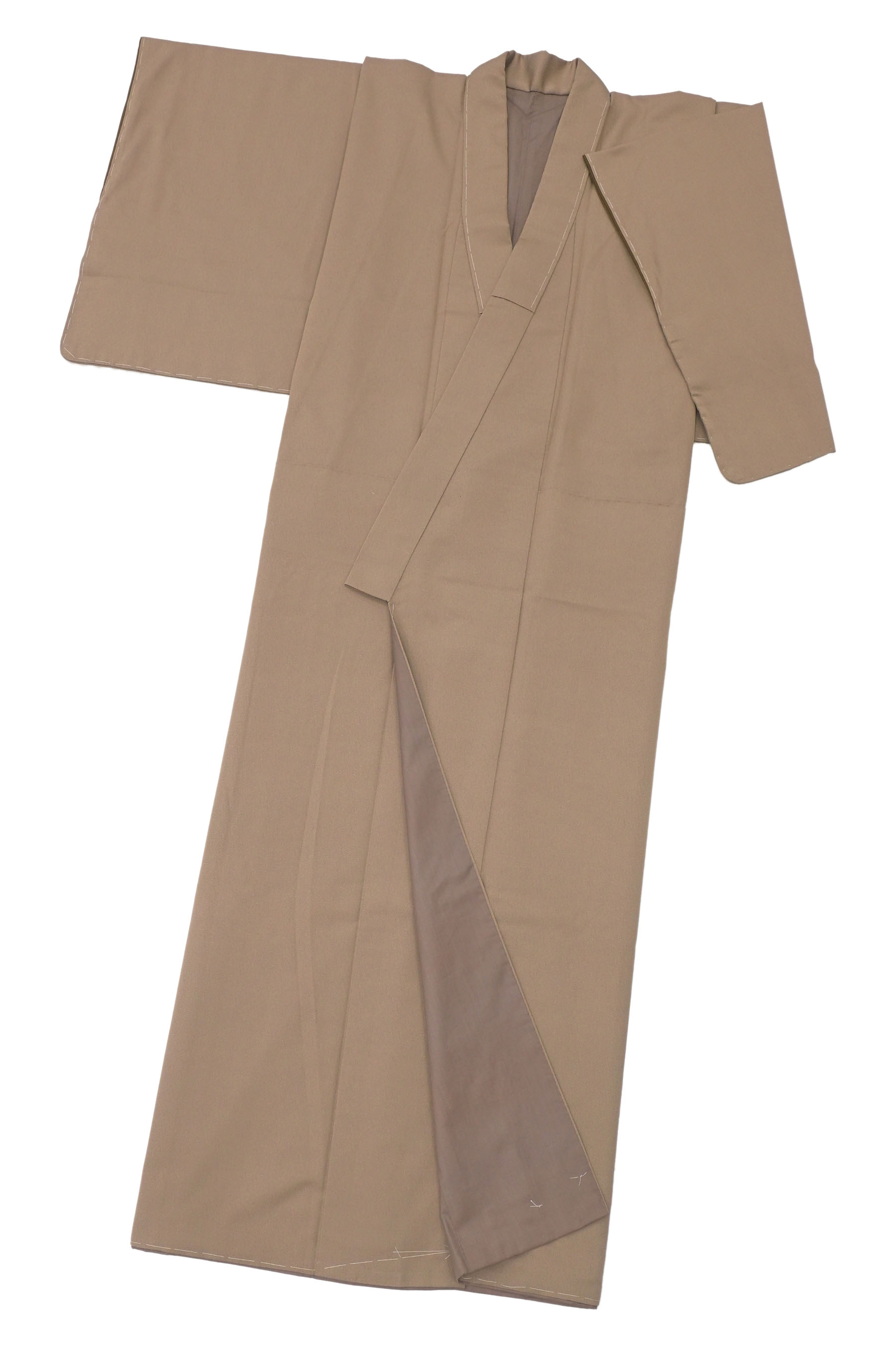 ”Web限定販売！” 正絹創作御召長着 ≪御仕立て上がり・中古美品≫ 「梨地無地・柴染（ふしそめ）」 無地..