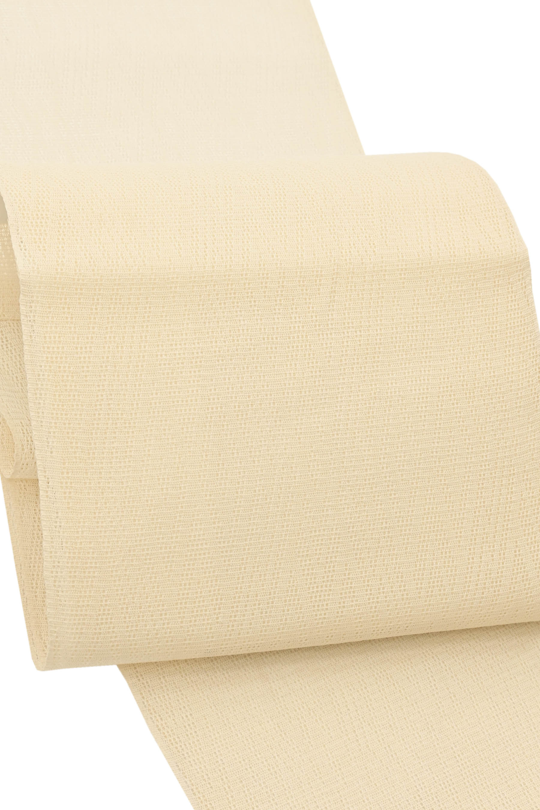 【夏帯】【人間国宝　喜多川平朗】 高級手織り羅織八寸名古屋帯 ≪御仕立て上がり・中古美品≫ 「菱襷文」 目利きでお値打ち！ 絶品！“白”の羅織！