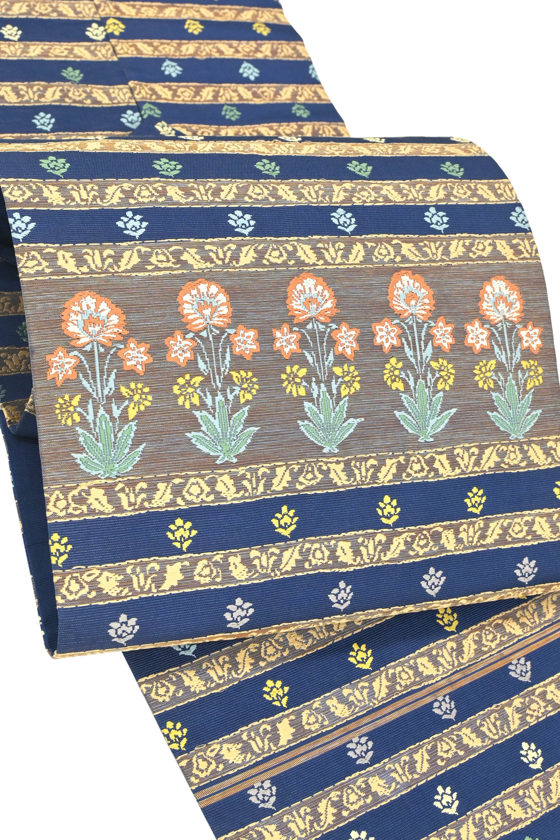 川島織物 夏帯 ライトボルドー 銀駒刺繍の丸紋 ひらき仕立て八寸名古屋帯 正絹 1546834.jpg