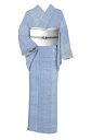 【年に一度の本決算バーゲン】 【竹工房 宮城竹子】 特選南風原花織紬 <両面浮き花織> 証紙付き ≪単衣仕立て上がり・中古美品≫ 「海空」 人気作家の希少な両面...