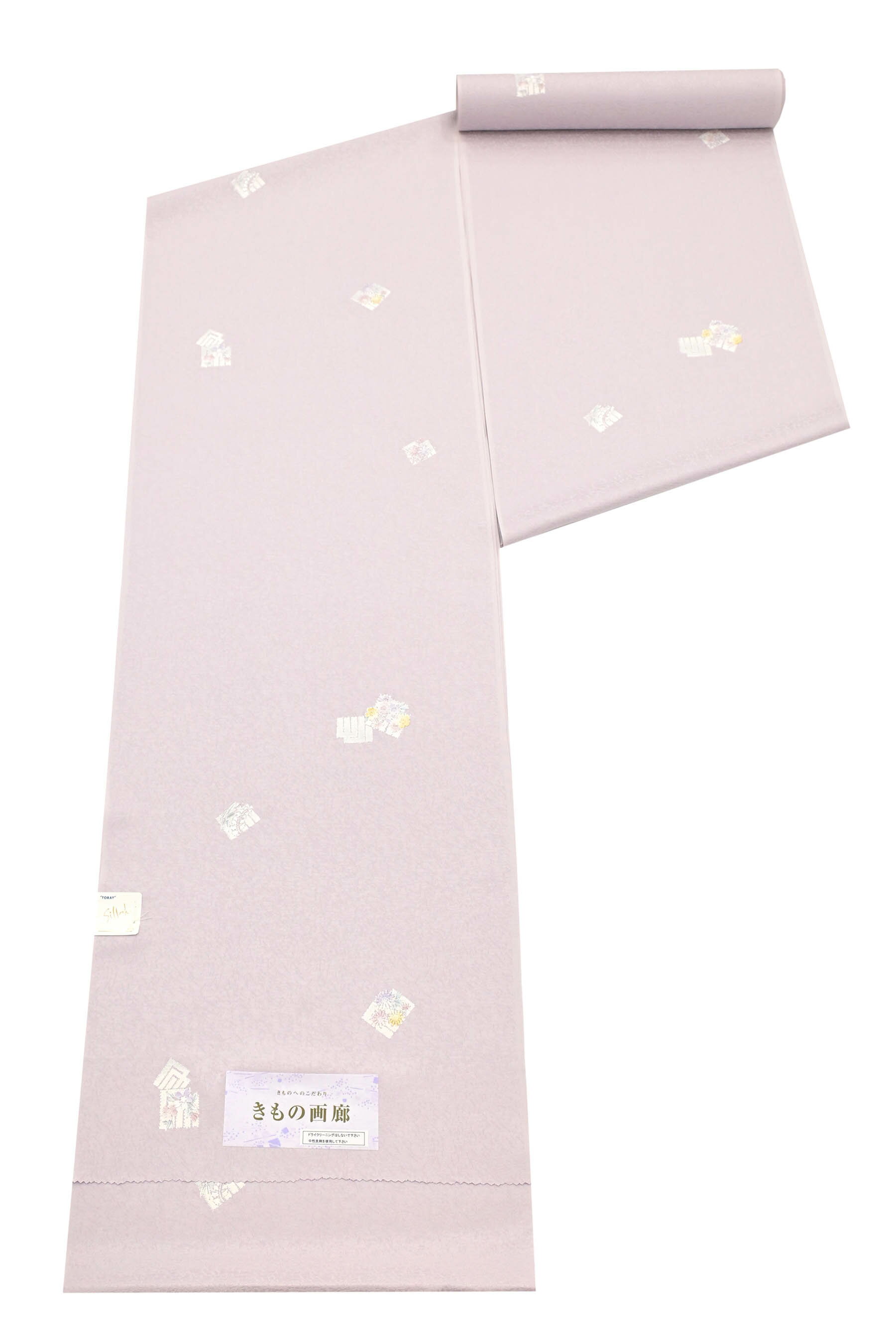【大蔵ざらえ】 【15%OFFクーポン対象】【東レシルック】 紋意匠小紋着尺 -きもの画廊- 「源氏香・紅藤色」 帯合わせで万能に！ 着る人を選ばない上品なデザイン