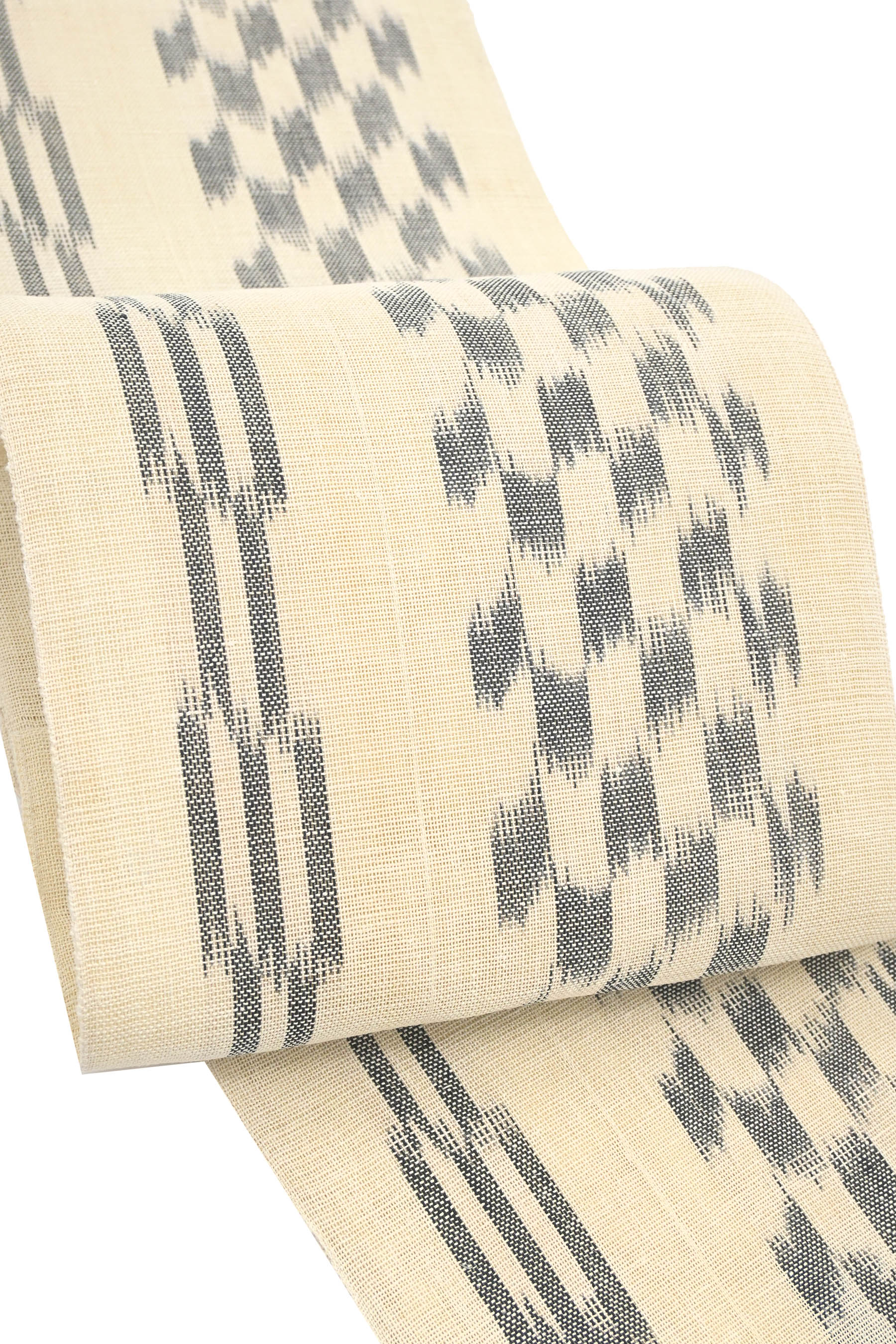 【夏帯】 本麻八寸名古屋帯 ≪御仕立て上がり・中古品≫ 「市松絣献上」(4)