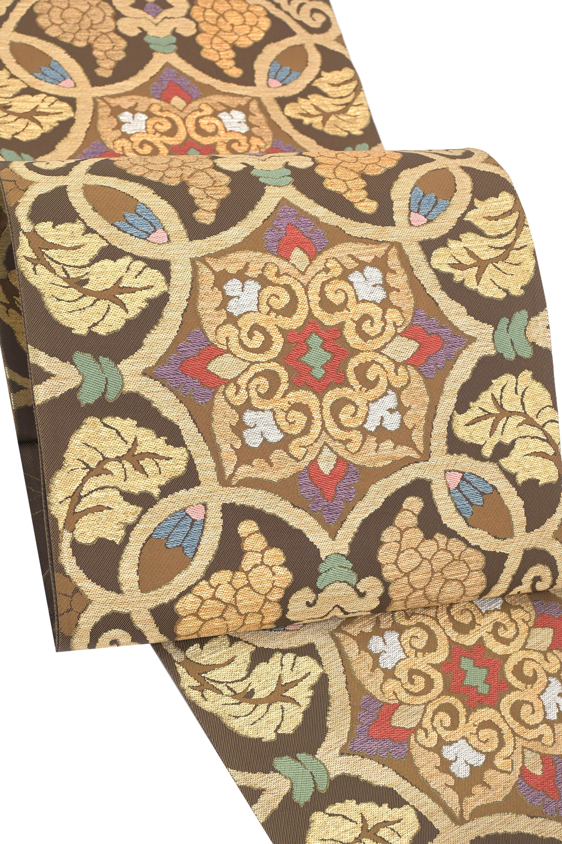 【大蔵ざらえ】 【帯屋捨松】 特選西陣織袋帯 「上代ぶどう紋」 これぞ、捨松の帯 迫力あるデザイン！