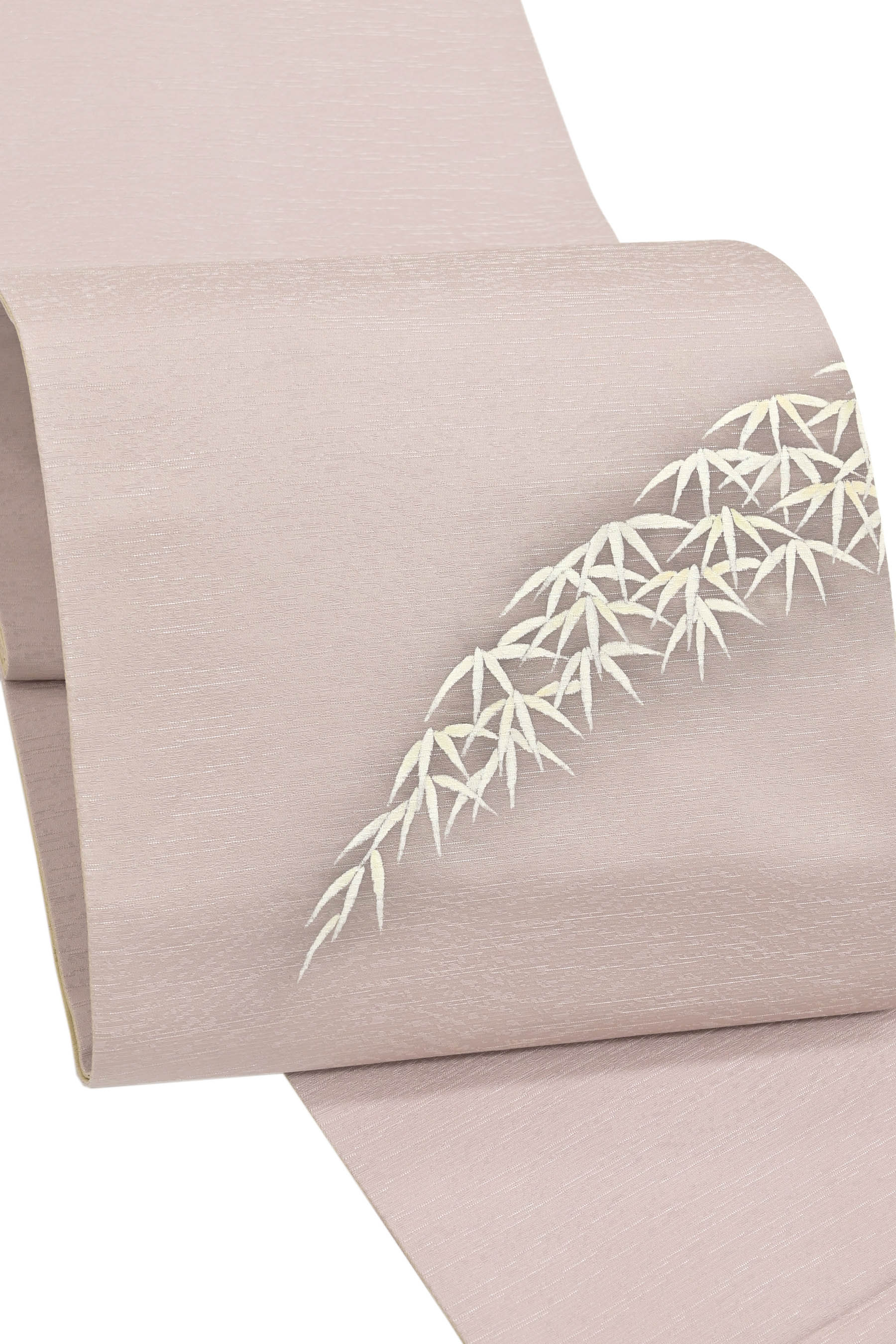 【お得なエブリデイロープライス】【御仕立て上がり・中古美品】正絹手描き友禅袋帯「笹の葉」大人らしい雰囲気を纏って…。