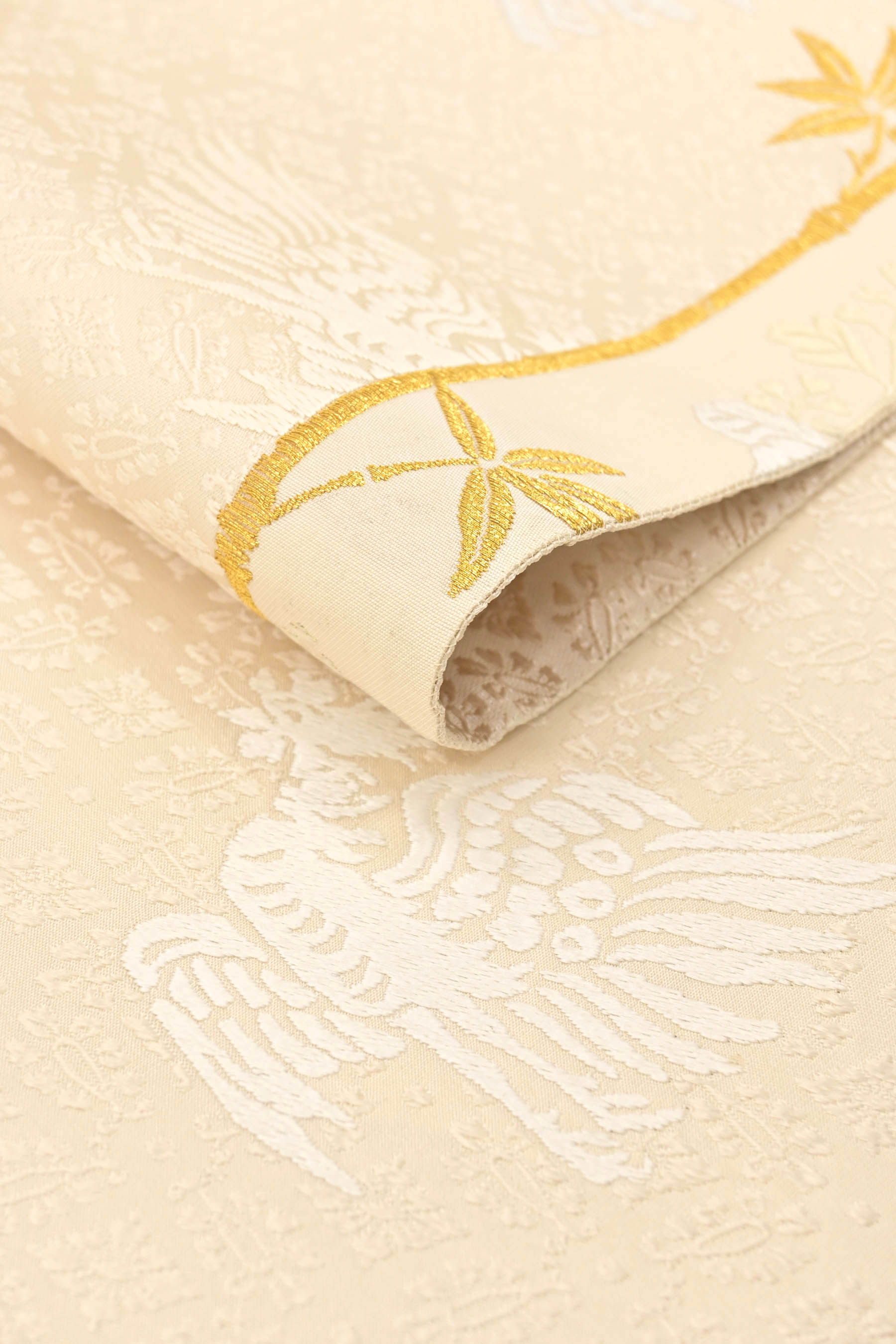 【お得なエブリデイロープライス】正絹唐織袋帯 ≪御仕立て上がり・中古美品≫ 「献上桐竹鳳凰文」 上品な古典のデザイン フォーマルの帯姿に！