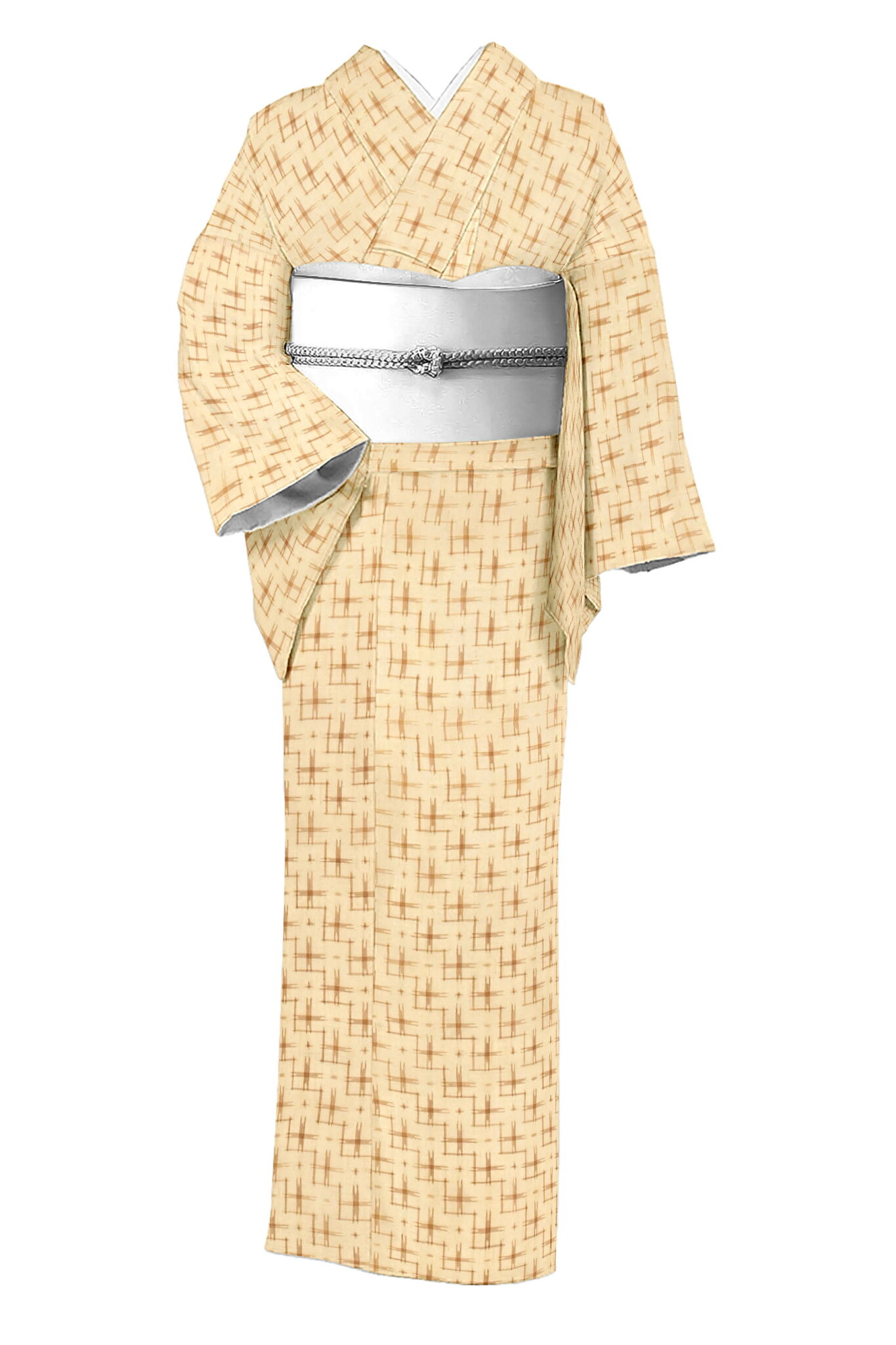 【越後上布】 高級手織り本麻着物 ≪御仕立て上がり・中古品≫ 「バンジョー」 触れれば納得! 目利きの訳あり仕入れ品! 身丈154.5 裄62