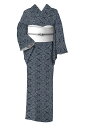【本場藍大島紬】 9マルキカタス式 古代染色純植物染 ≪仕・中古美品≫ 「羊歯菱紋」 今は無き木邑の蓼藍 証紙なしでお値打。 身丈167.8 裄65.9