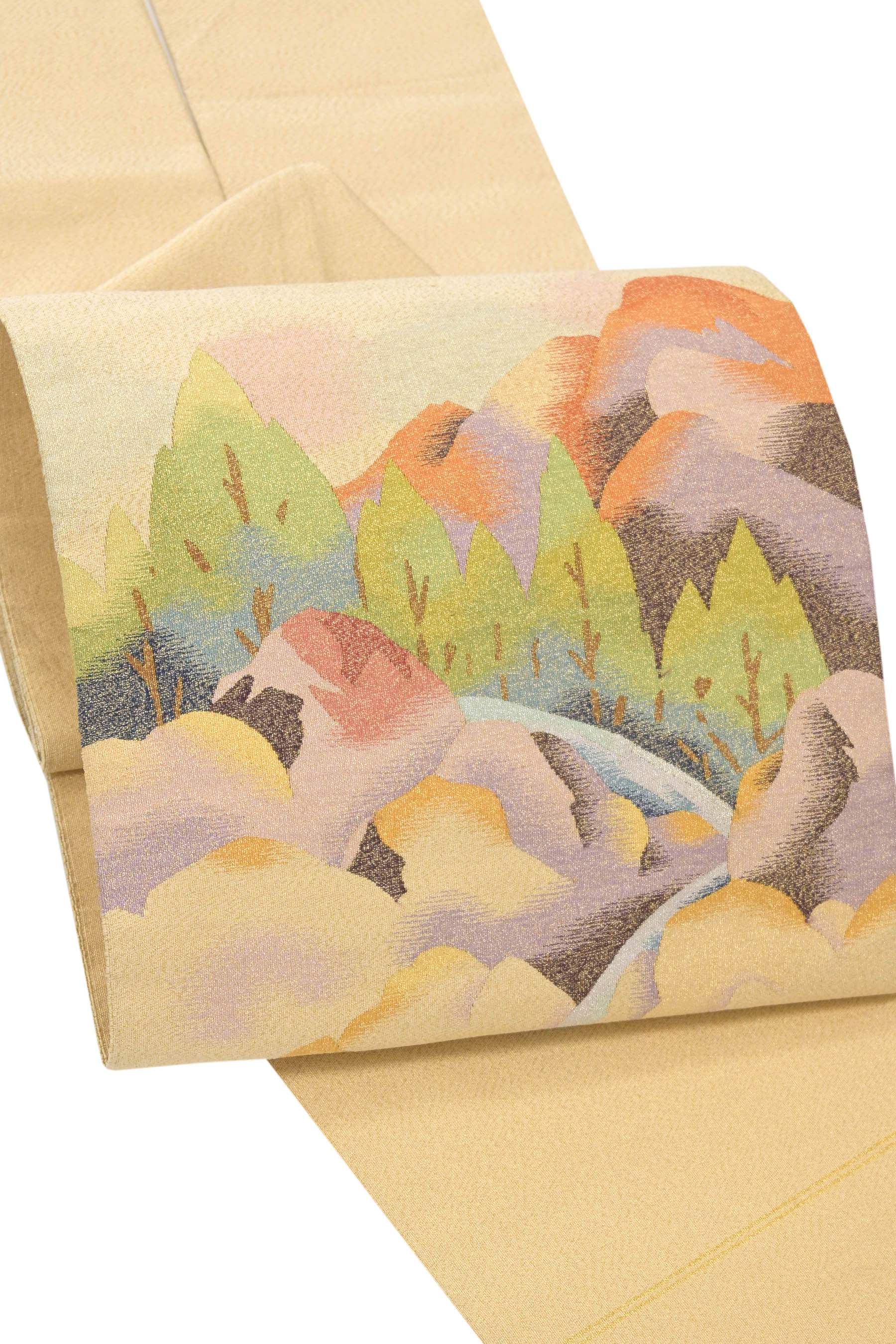 仕・中古品　 【京藝謹製】 特選手織り綴れ八寸名古屋帯 「山景色」 ≪確かな品質。重宝つづれ帯！≫