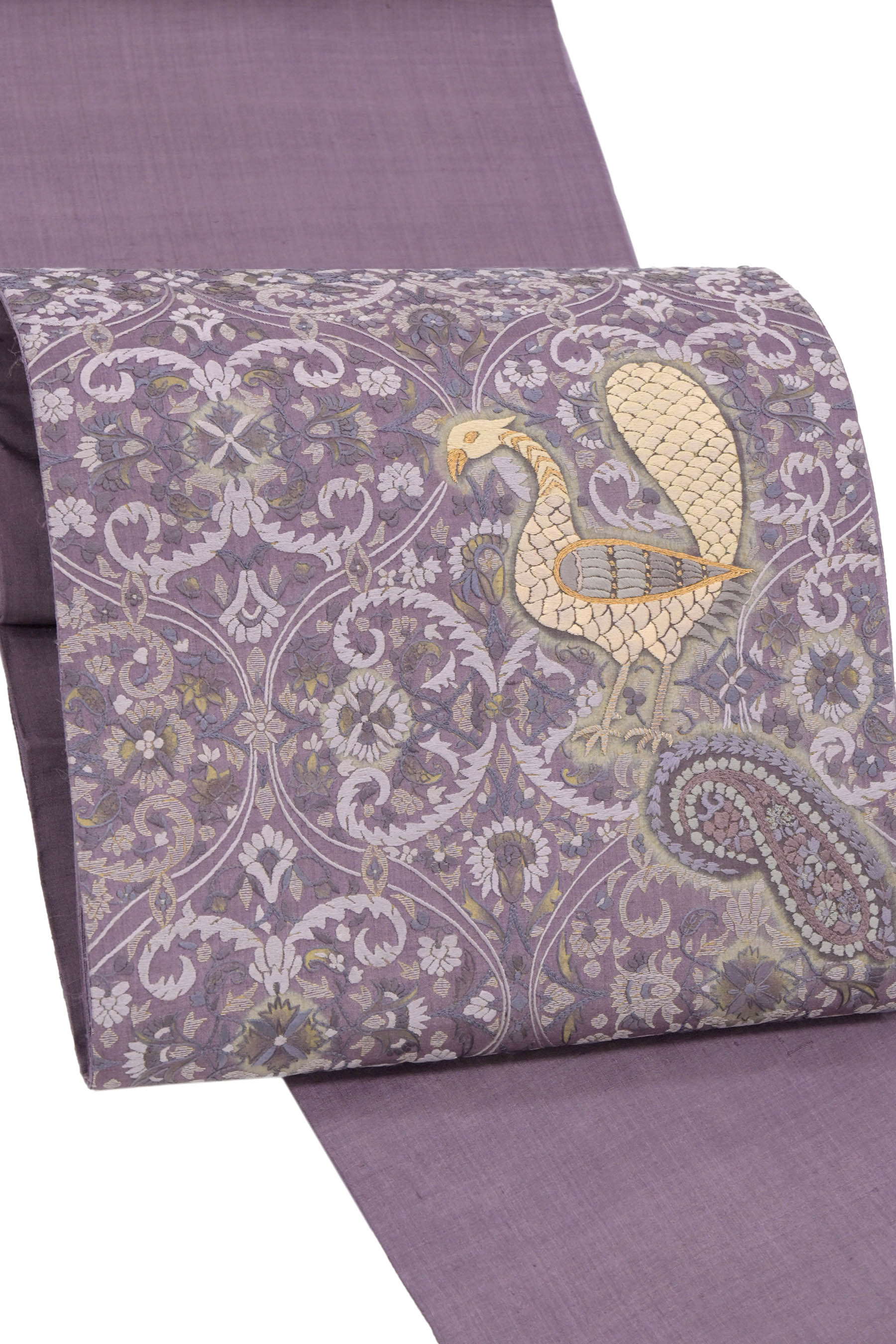 【ブラックフライデー限定】 【野蚕糸　ゴールデンムガ】 特選工芸手刺繍袋帯 ≪御仕立て上がり・中古美..