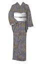 特選本場大島紬 9マルキカタス式・有色絣 ≪御仕立て上がり・中古美品≫ 「万葉」 シックな古典のデザイン 身丈155.3 裄62.5 証紙なしでお値打ち!