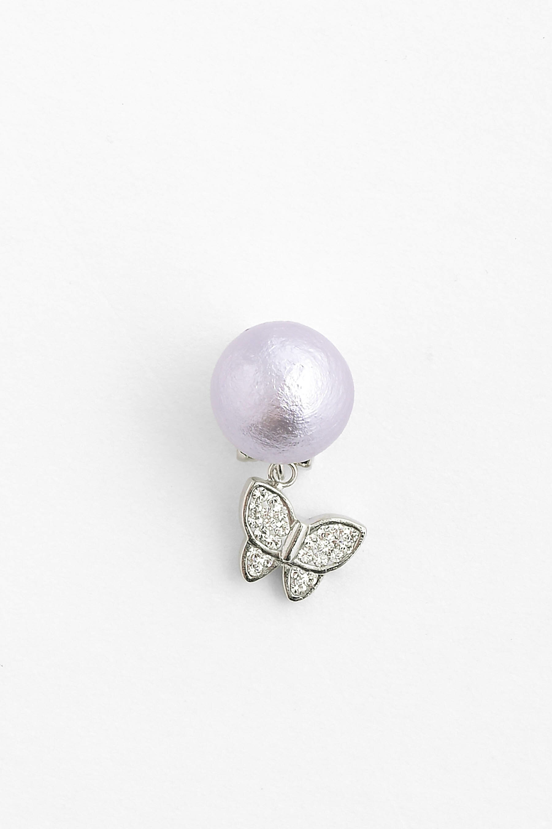 [MIZUHO] コットンパール帯留め バタフライチャーム ［カラー］ラベンダー