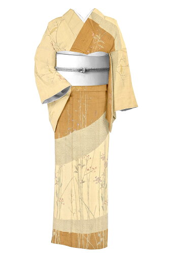 【御仕立て上がり・中古美品】 本手加工友禅紬訪問着 「木賊に草花」 目利きでお値打ち! こだわりのお洒落着をお探しの方に 身丈159 裄66 【御仕立て上がり・中古美品】 本手加工友禅紬訪問着 「木賊に草花」 目利きでお値打ち! こだわりのお洒落着をお探しの方に 身丈159 裄66