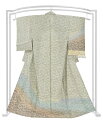 “SALE7日18時迄!” 【GWバーゲン】 【鷹ヶ峰 しょうざん】 本手加工友禅生紬訪問着 「蔦葉紋」 絣も入ったハイクラス! バイヤー自信の仕入れ価格!