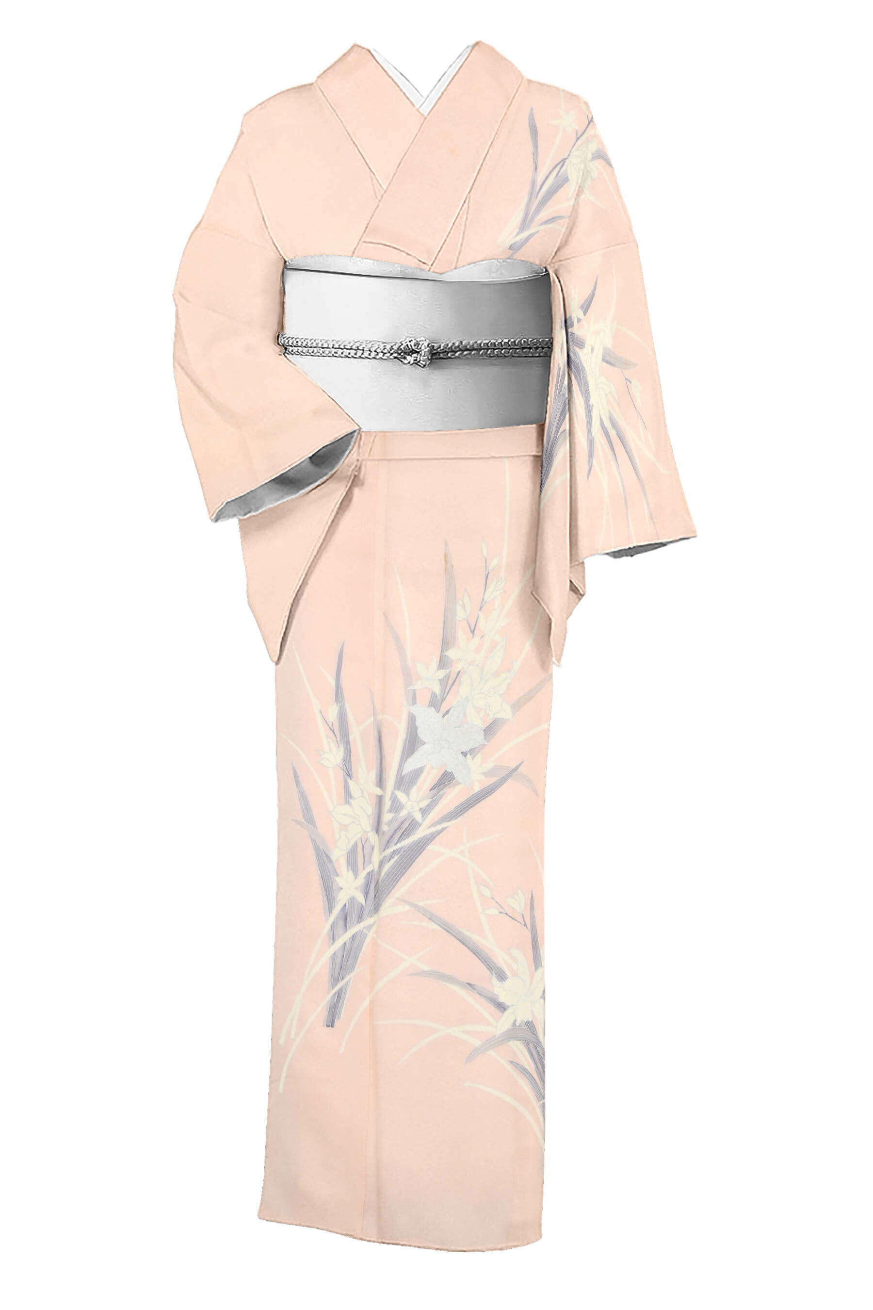 仕・中古　創作正絹友禅付下訪問着 「蘭」ドレッシーなはなやぎ　 ☆身丈153.5　裄65.5