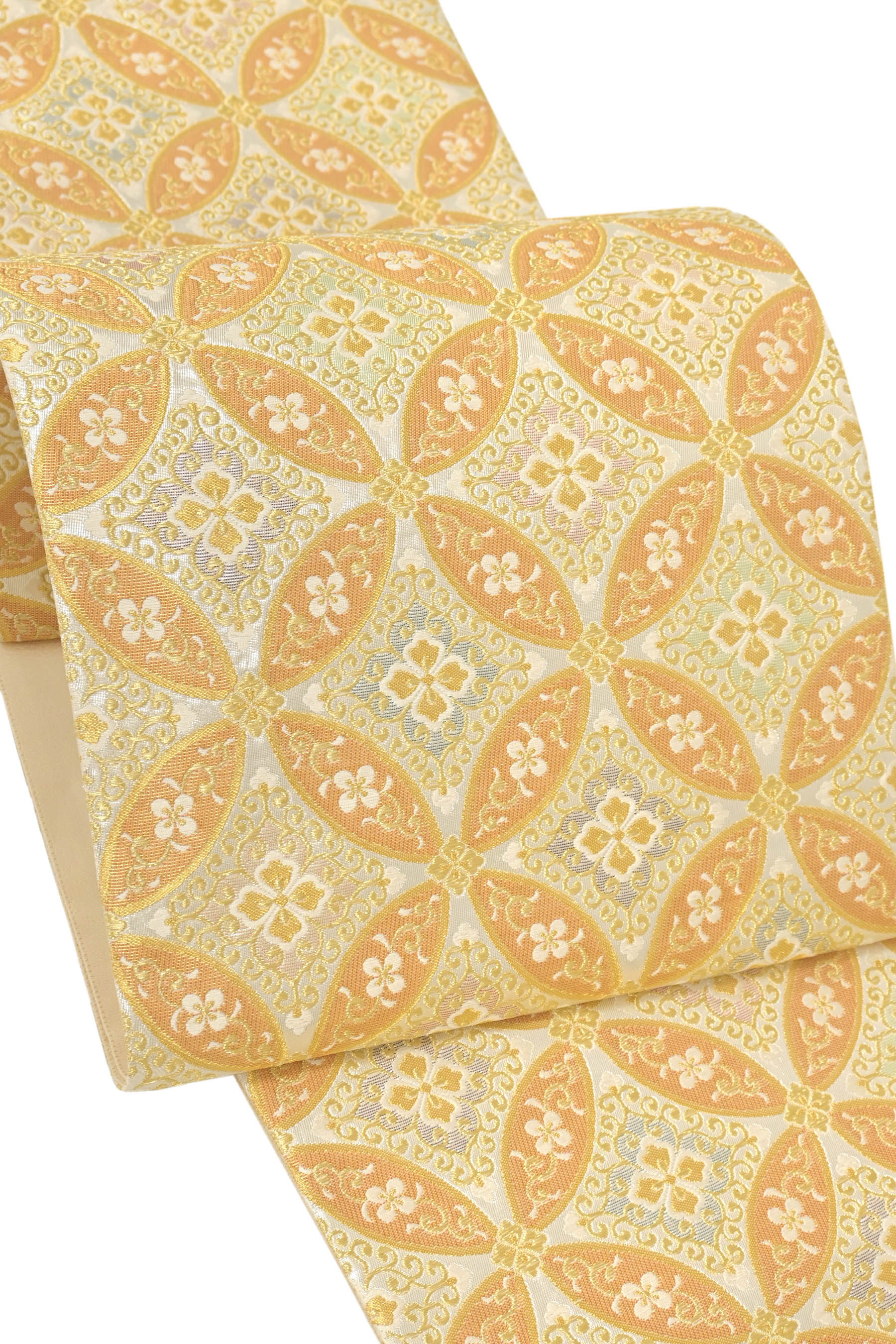 【お仕立てサービス】 ●【河村織物】 正絹手織唐織袋帯 「七宝文」 品良き古典のデザイン フォーマルの..