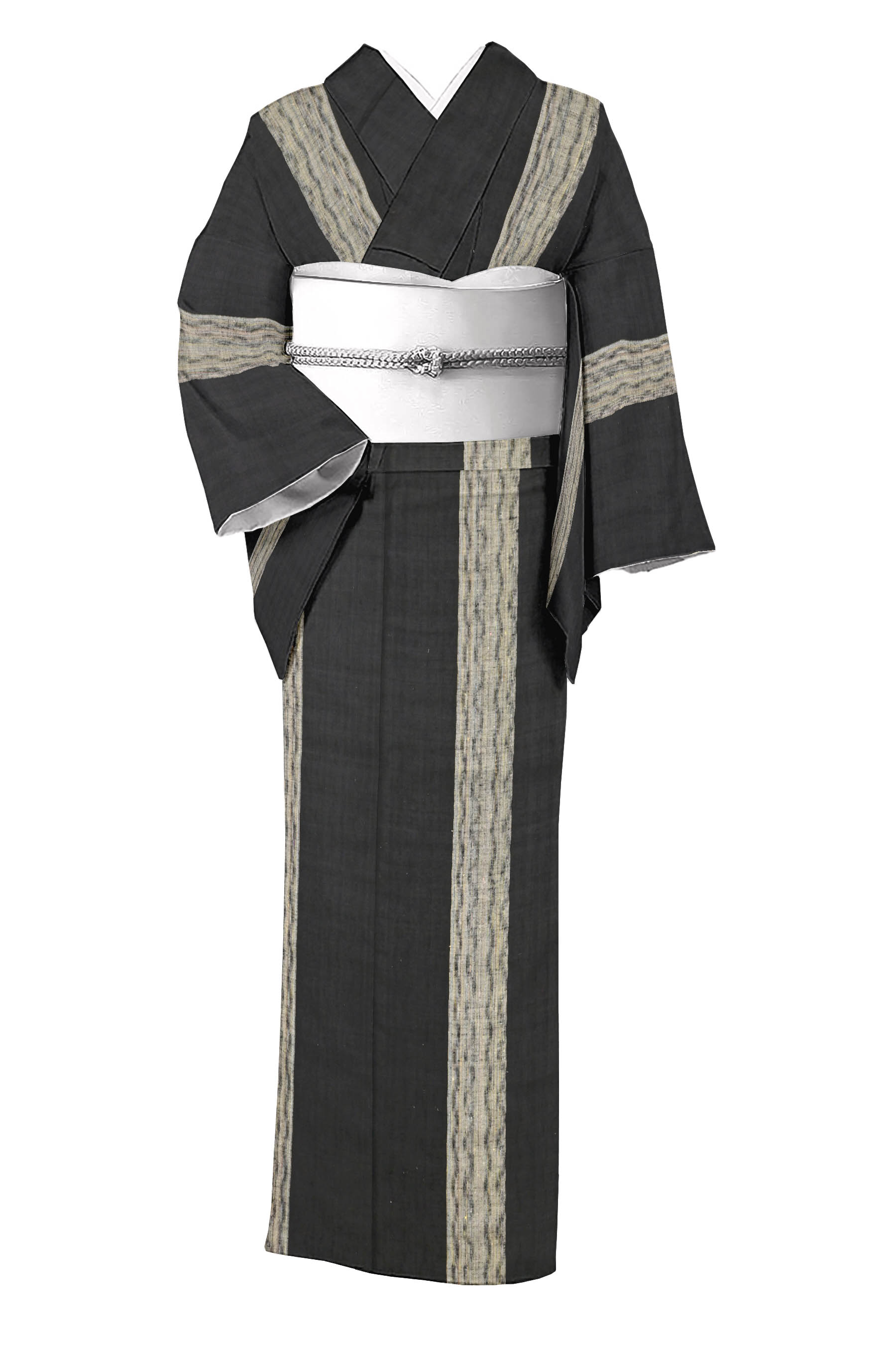 【大蔵ざらえ】 特選十日町紬 ≪お仕立て上がり・中古美品≫ 「彩間道」 ふっくらとぬくもりの真綿紬… シンプルで重宝間違いなし！ 身丈164　裄69