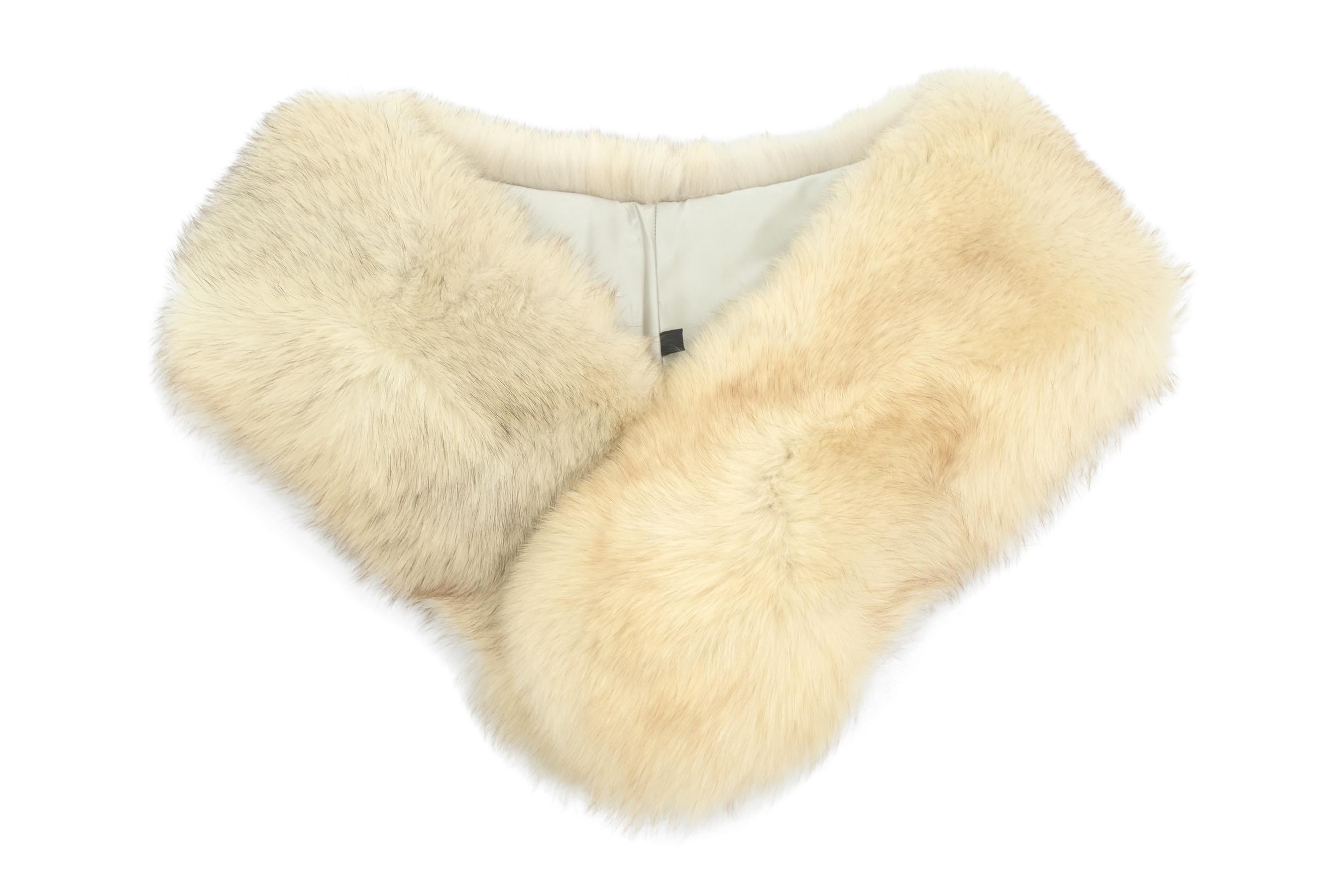 【15％OFFクーポン対象】 【SAGA FOX】 中古美品 和装兼用・フォックスファーショール 「白茶」 ☆最高品質の温もりがこのお値段で…