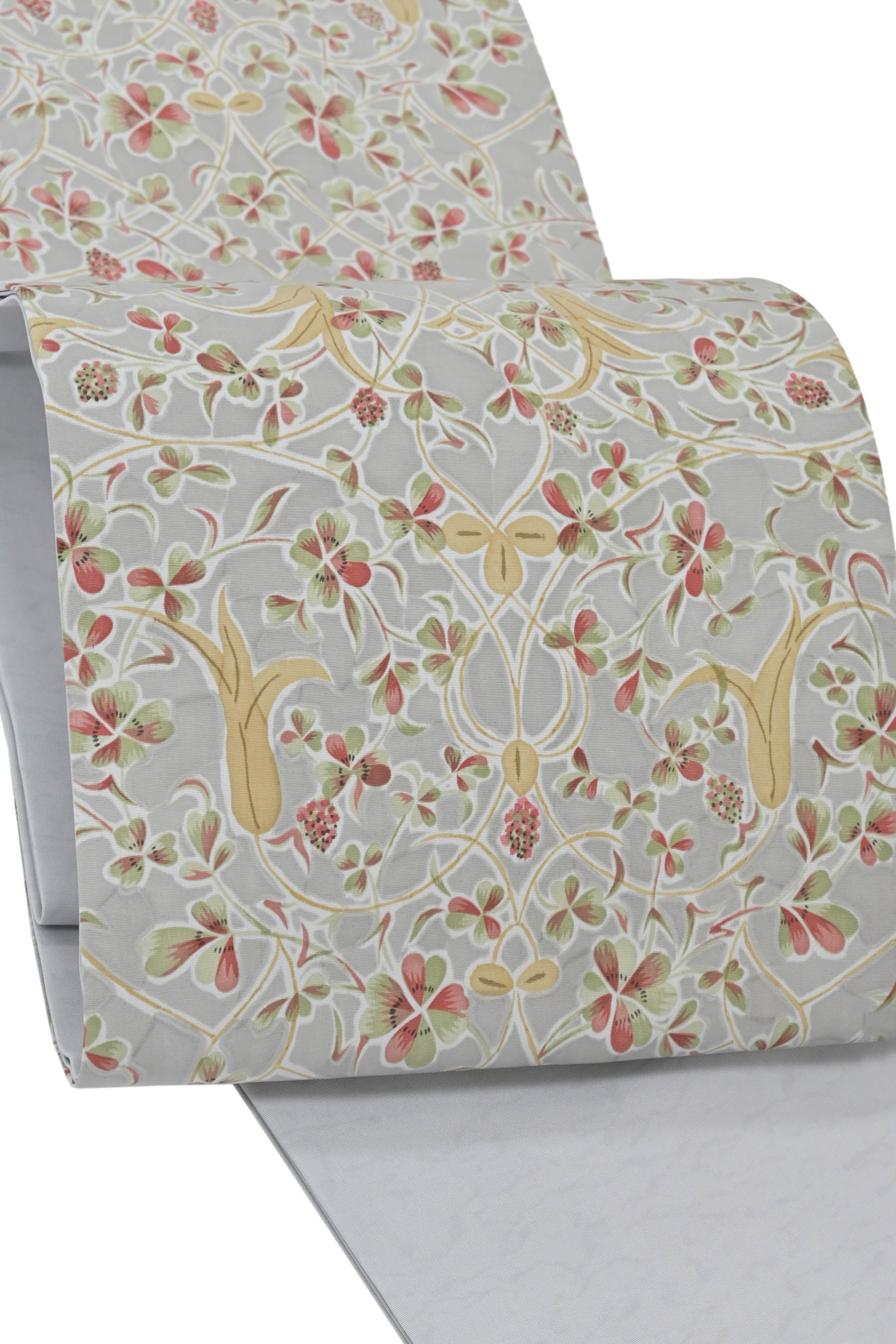 未使用品 名古屋帯 塩瀬 モスグリーン 唐花 金駒刺繍 鳥 3m71cm 正絹 翠明百合＊夏帯 絽 刺繍 白百合 ゆり ユリ グリーン 緑