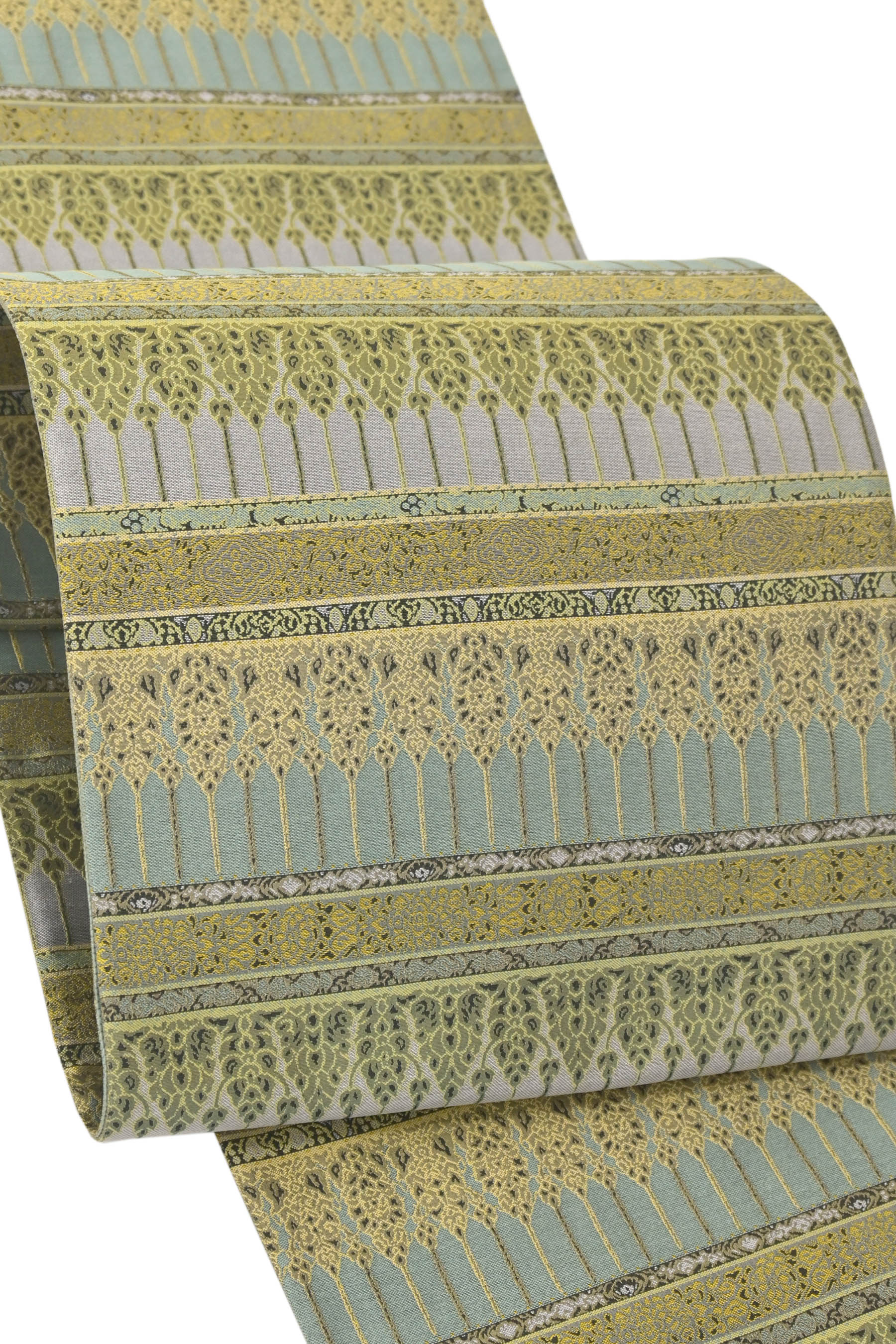 【大蔵ざらえ】 【米沢　佐志め】 特選米沢織全通袋帯 〜五百機（いおはた）織〜 ≪御仕立て上がり・中古美品≫ 「異国浪漫　暹羅更紗」 米沢の名機屋より… 一期一会の希少品！