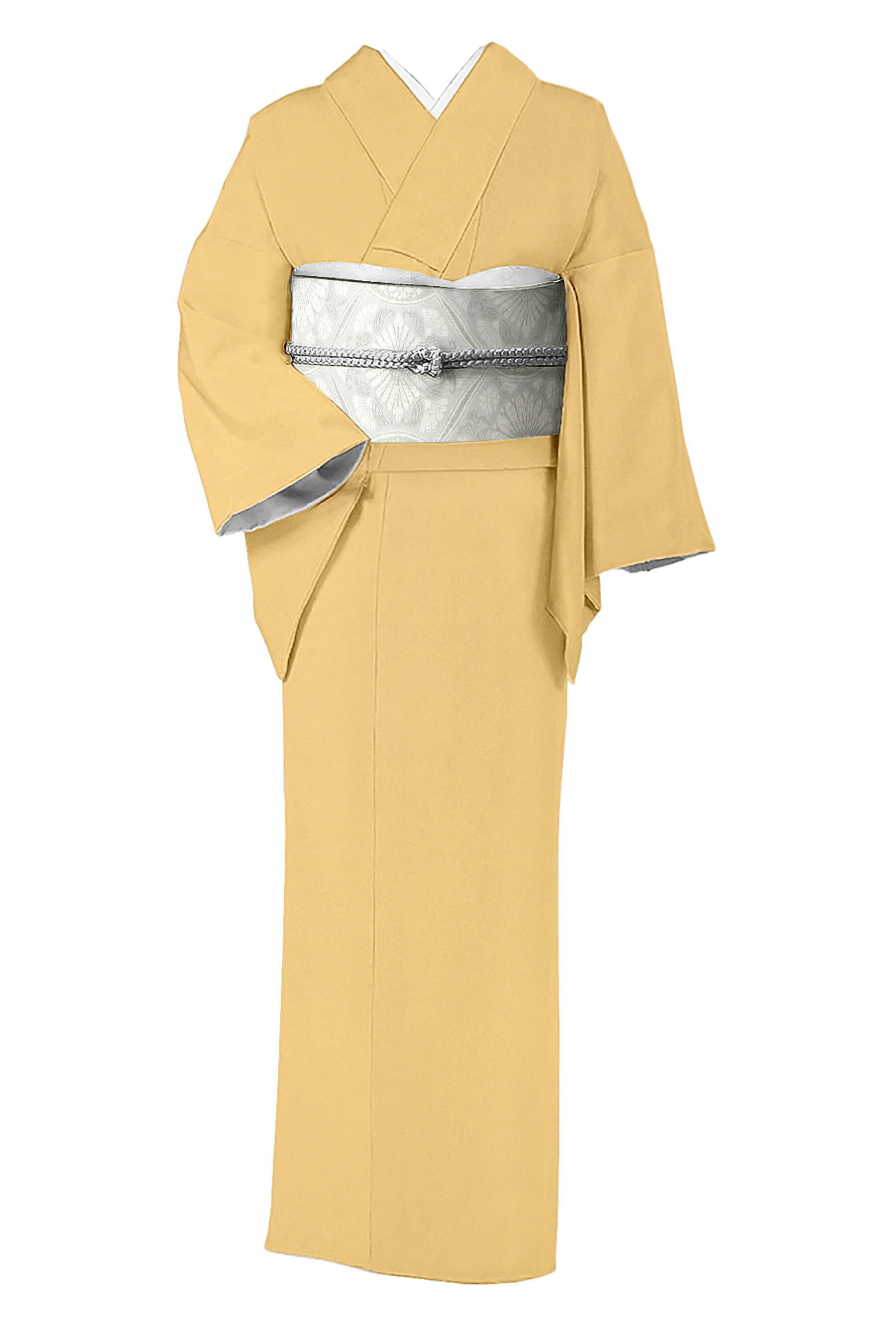 【仕立てサービス】【着物＋帯2点セット】 【東レシルック】ちりめん色無地着尺 【橋本テル織物】 特選西陣織袋帯