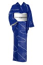 【夏物・洗える小紋!】≪仕立て上がり・中古美品≫ 創作ポリエステル絽小紋 「流水に笹」 ☆お洗濯OKが嬉しい 小柄な方へ 身丈147 裄61.5