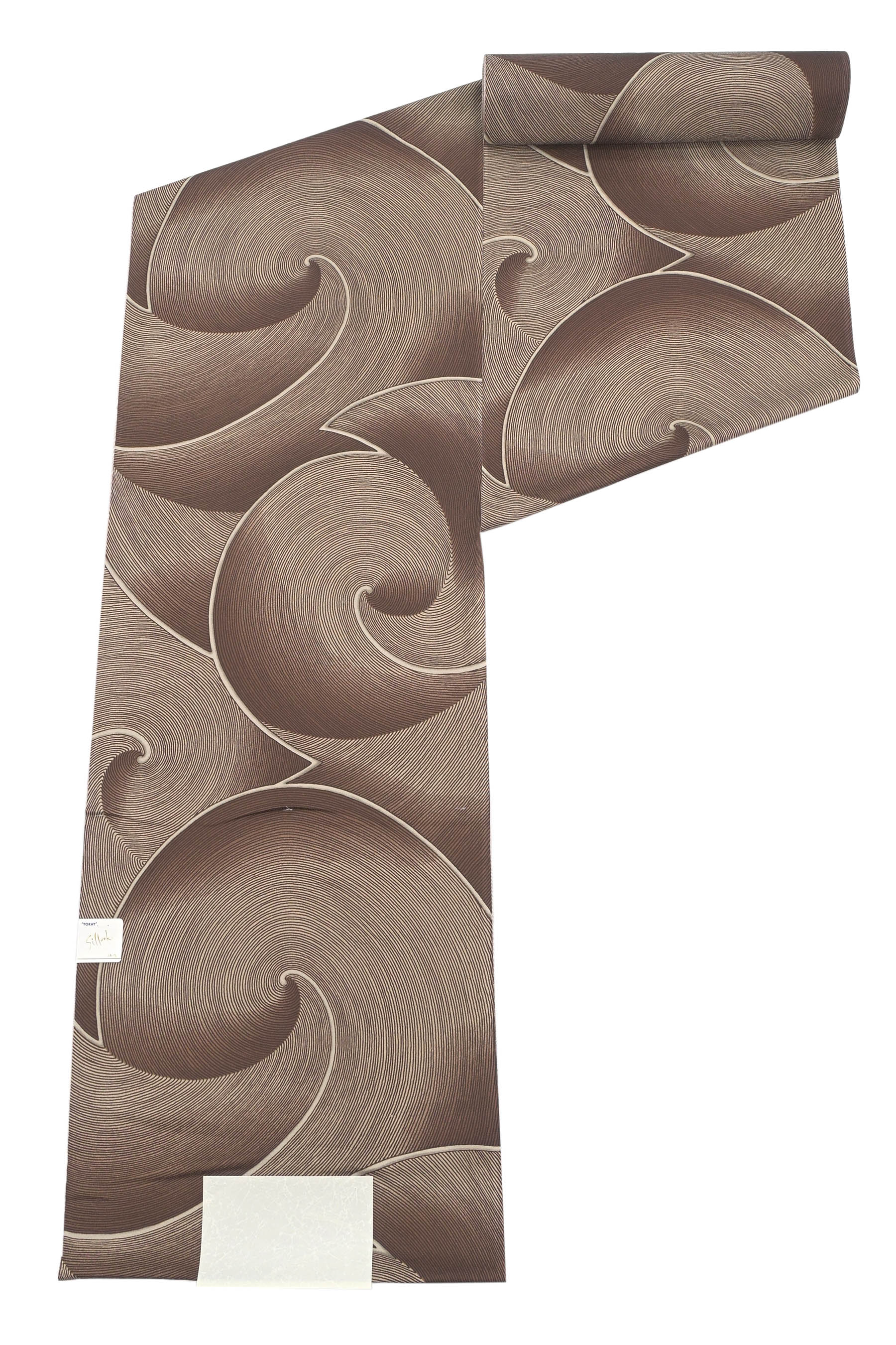 【東レシルック】 小紋着尺 美術サロン 「渦・ブラウン」 お手入れ簡単！ 使い勝手の良い上質小紋！